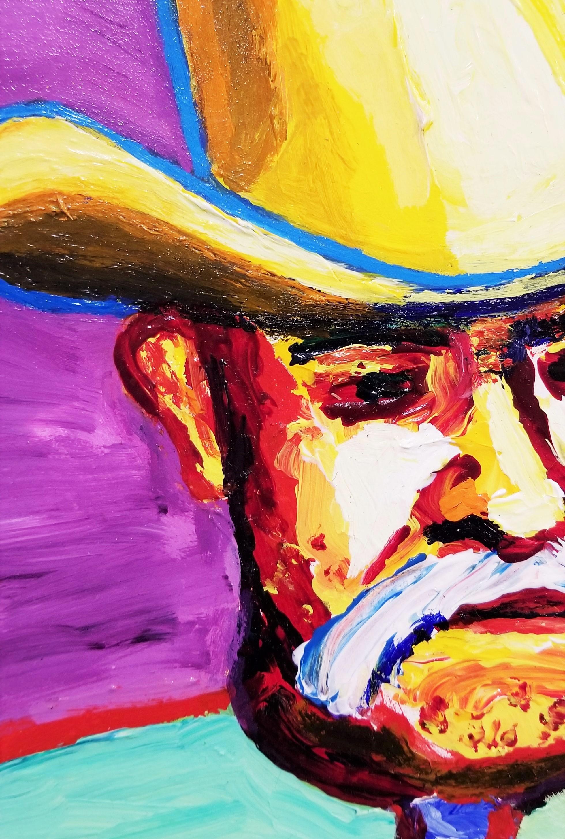 Cowboy /// Contemporary Pop Portrait Painting Funny Man Sheriff Dan May Amerikaner im Angebot 9