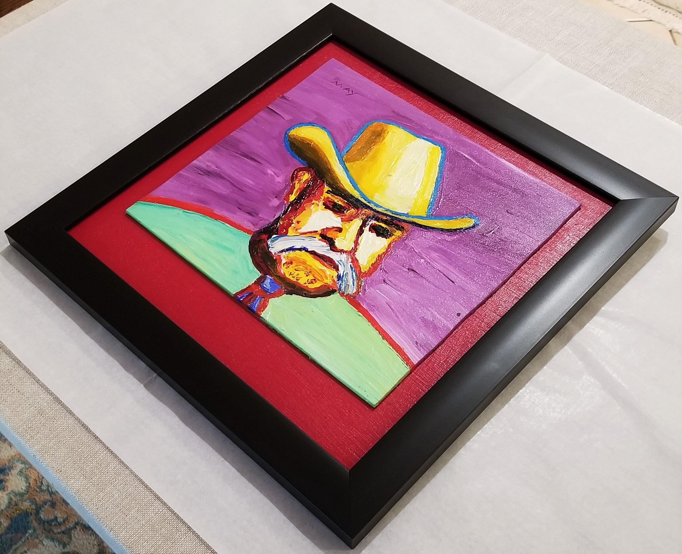 Cowboy /// Contemporary Pop Portrait Painting Funny Man Sheriff Dan May American For Sale 9