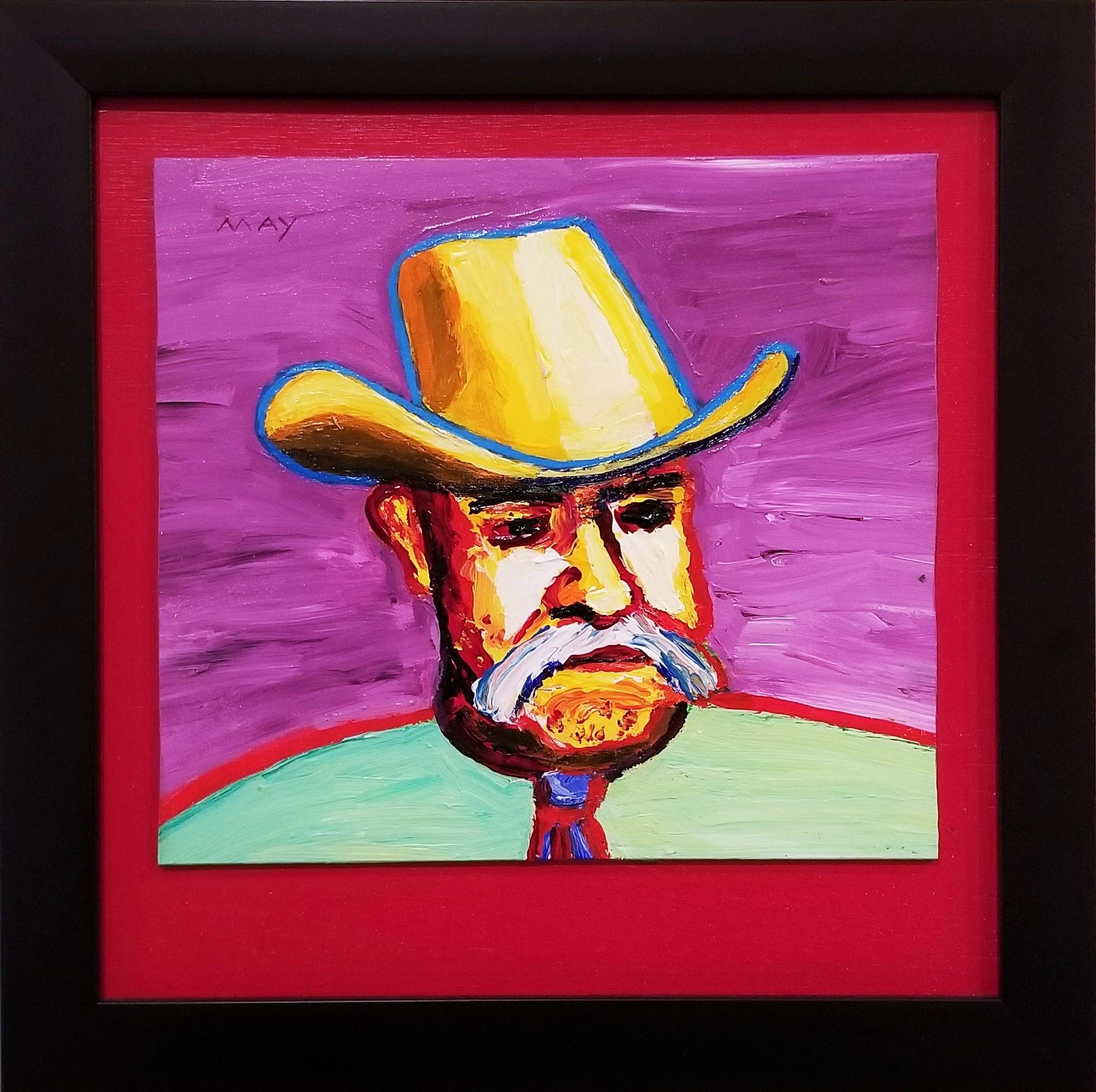 Cowboy /// Contemporary Pop Portrait Painting Funny Man Sheriff Dan May Amerikaner im Angebot 1