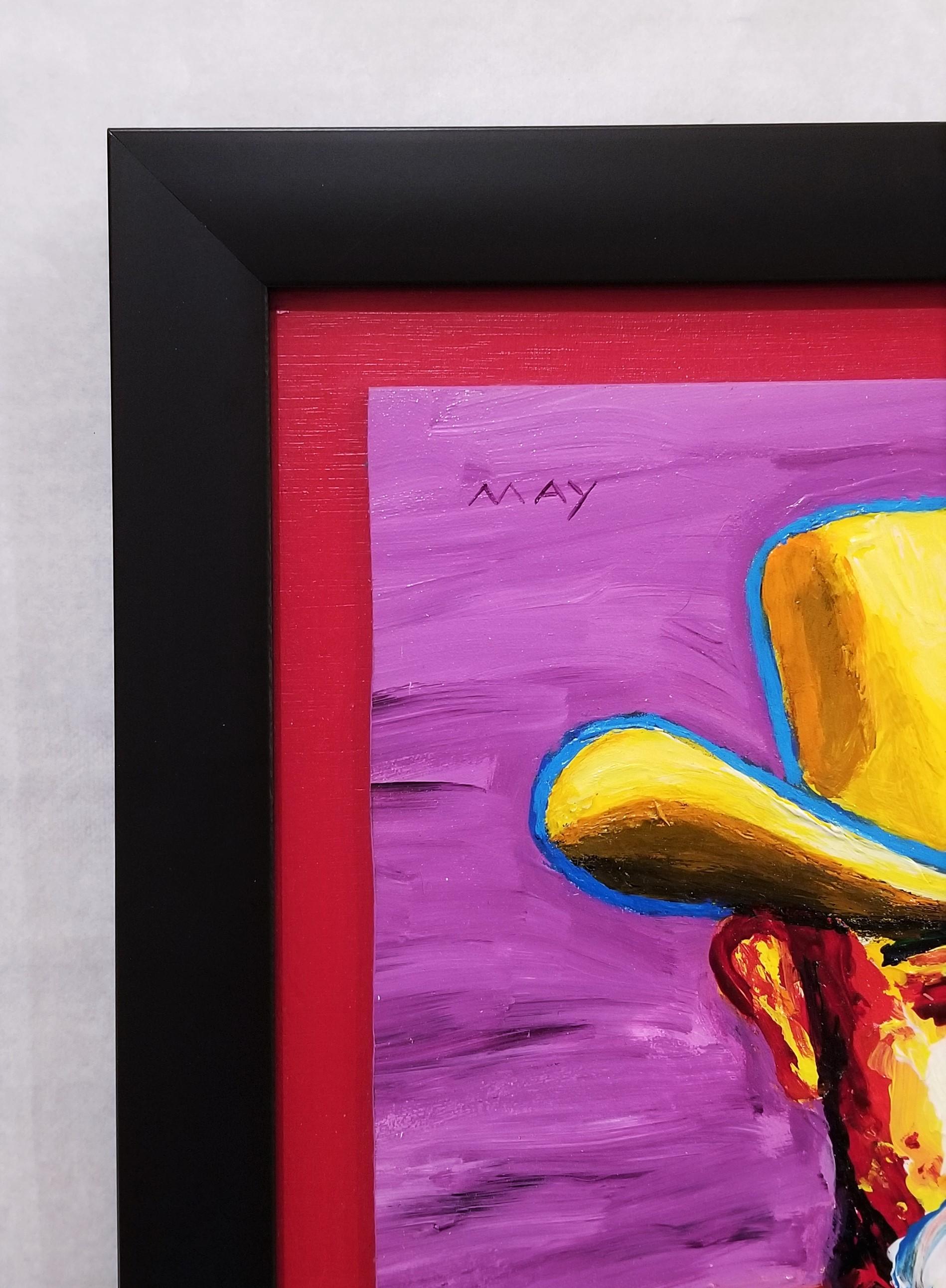 Cowboy /// Contemporary Pop Portrait Painting Funny Man Sheriff Dan May American For Sale 1