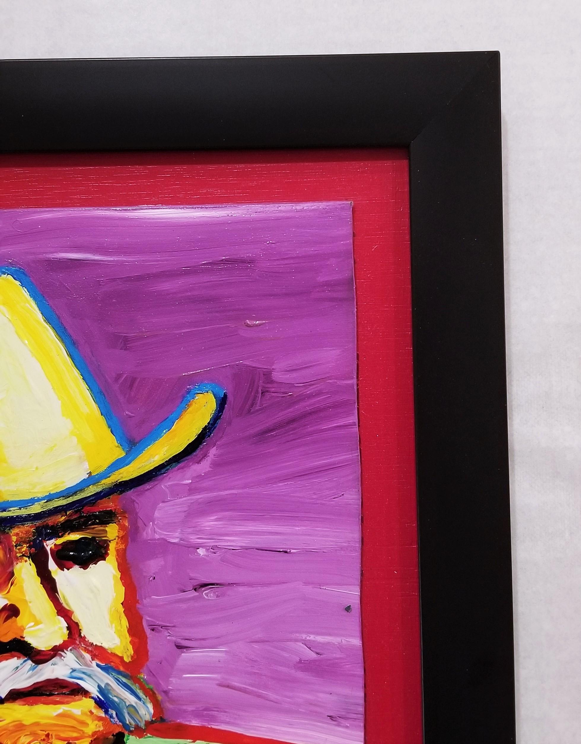 Cowboy /// Contemporary Pop Portrait Painting Funny Man Sheriff Dan May Amerikaner im Angebot 5