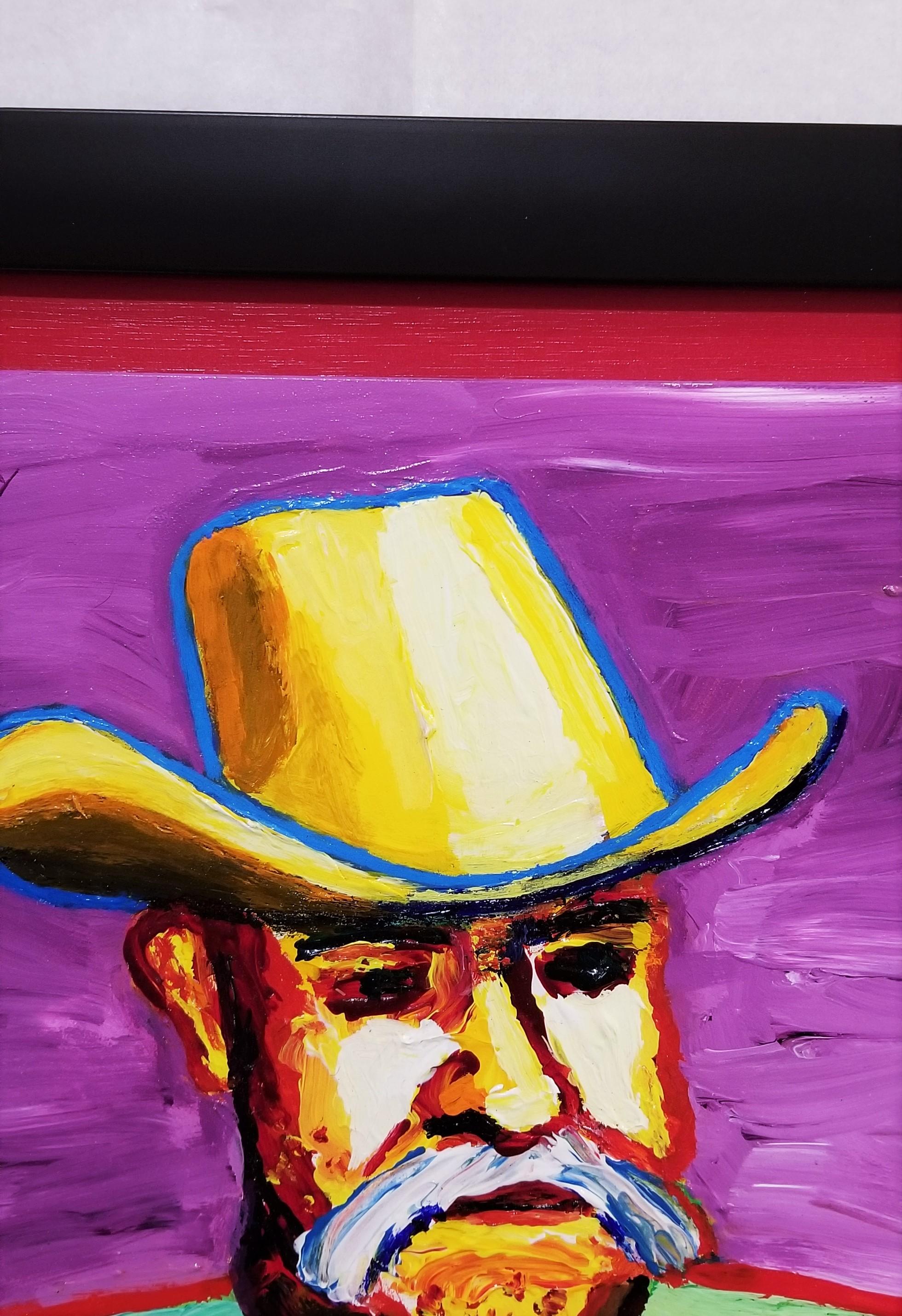 Cowboy /// Contemporary Pop Portrait Painting Funny Man Sheriff Dan May American For Sale 4