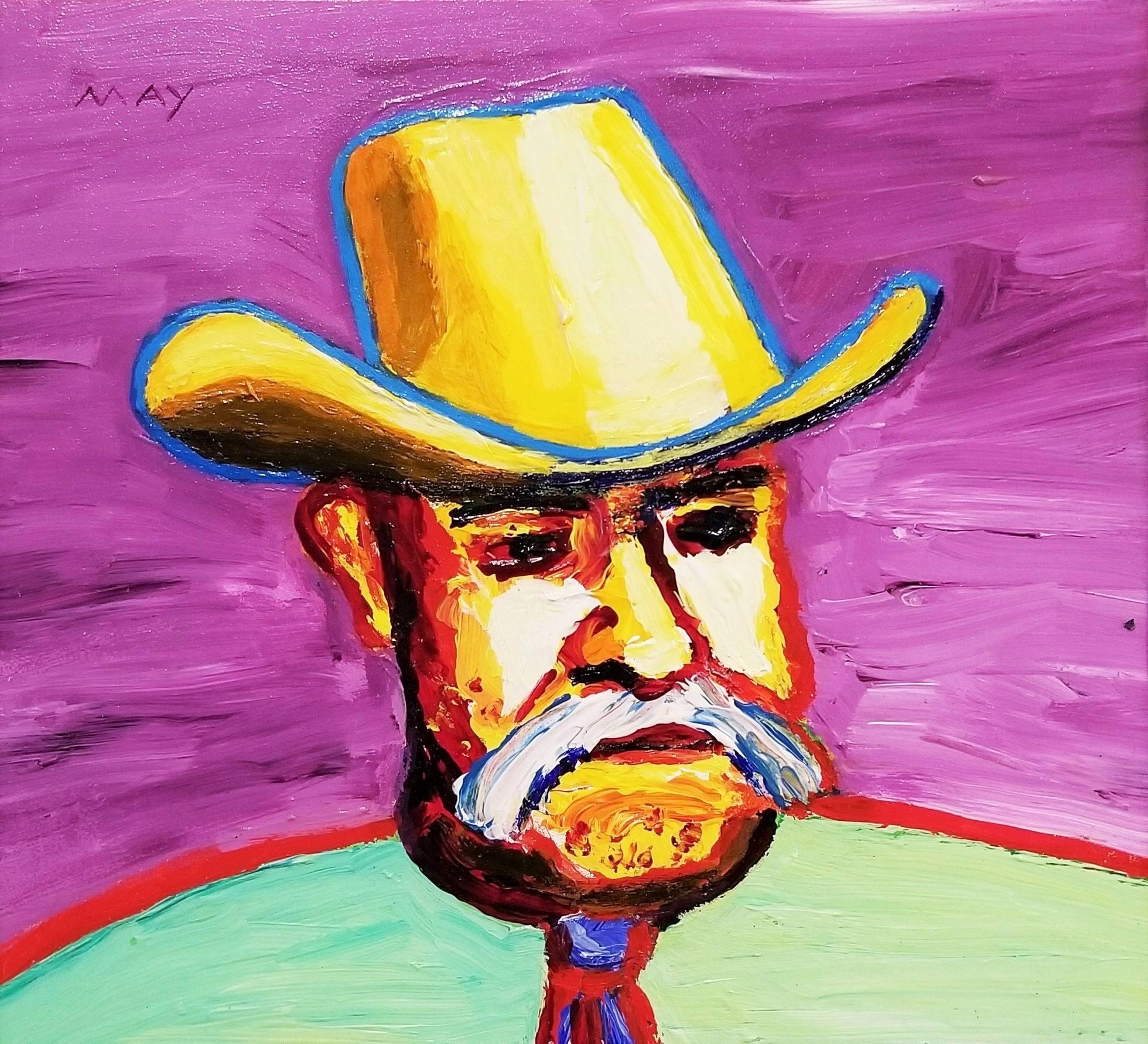 Künstler: Dan May (Amerikaner, 1955-)
Titel: "Cowboy"
*Signiert von May oben rechts
Circa: 2020
Medium: Original-Acryl-Gemälde auf Karton
Einrahmung: Gerahmt in einer zeitgenössischen schwarzen Leiste
Gerahmte Größe: 14" x 14"
Tafelgröße: 12" x
