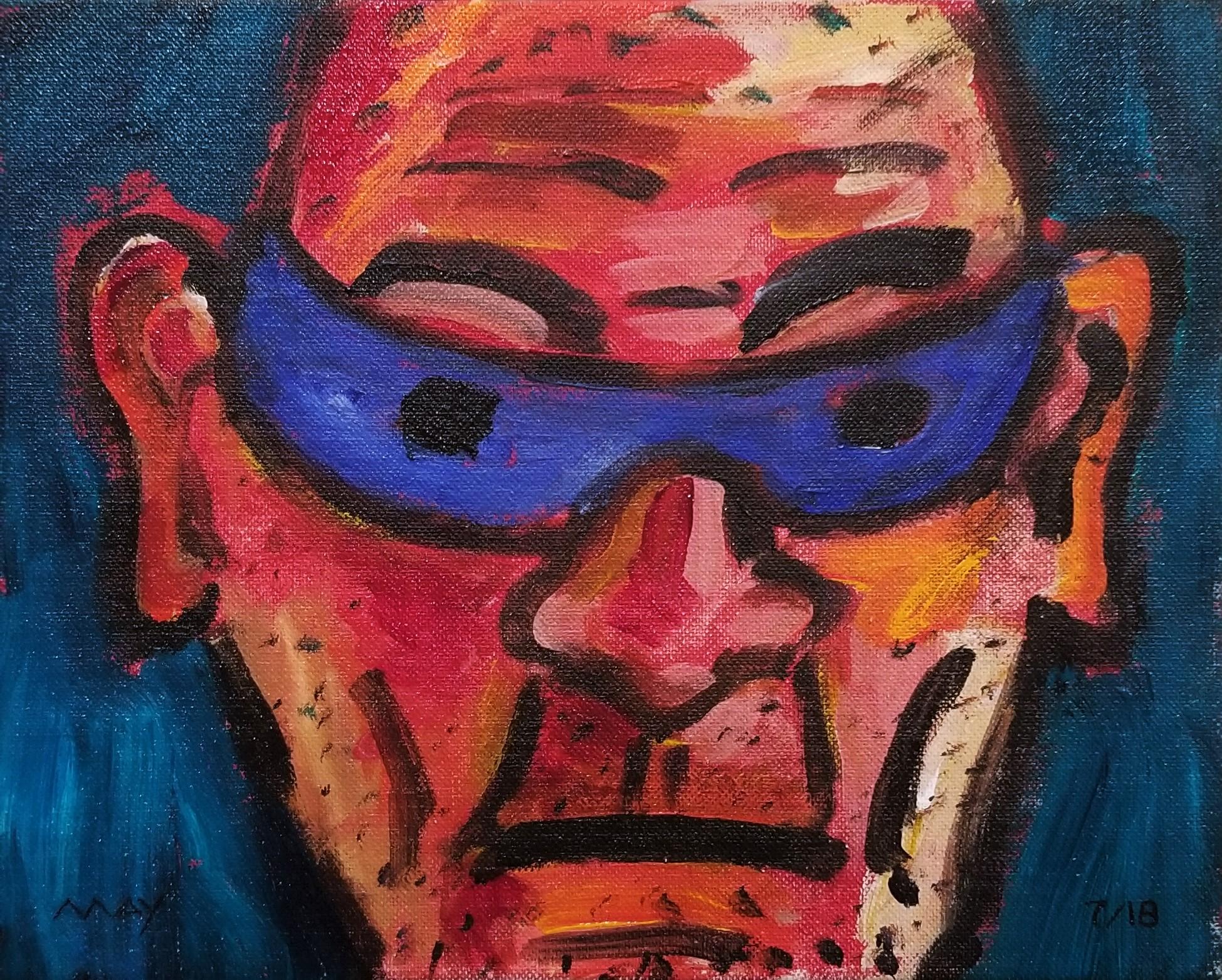 Dan May Portrait Painting – Criminal #23 /// Zeitgenössische Pop Art Malerei Gefängnis Gefangener Lustiger Bandit Figur
