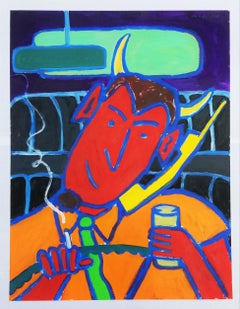 Devil Drive /// Pittura contemporanea su tela Funny Pop Street Art Car Driving