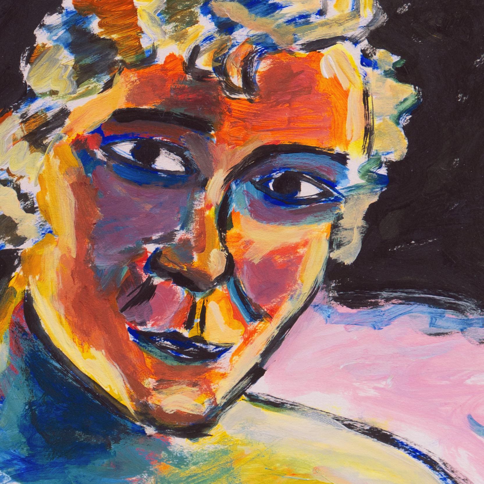 « Figural », post-impressionniste, Portland Art Museum, Albright-Knox Gallery - Marron Figurative Painting par Dan May