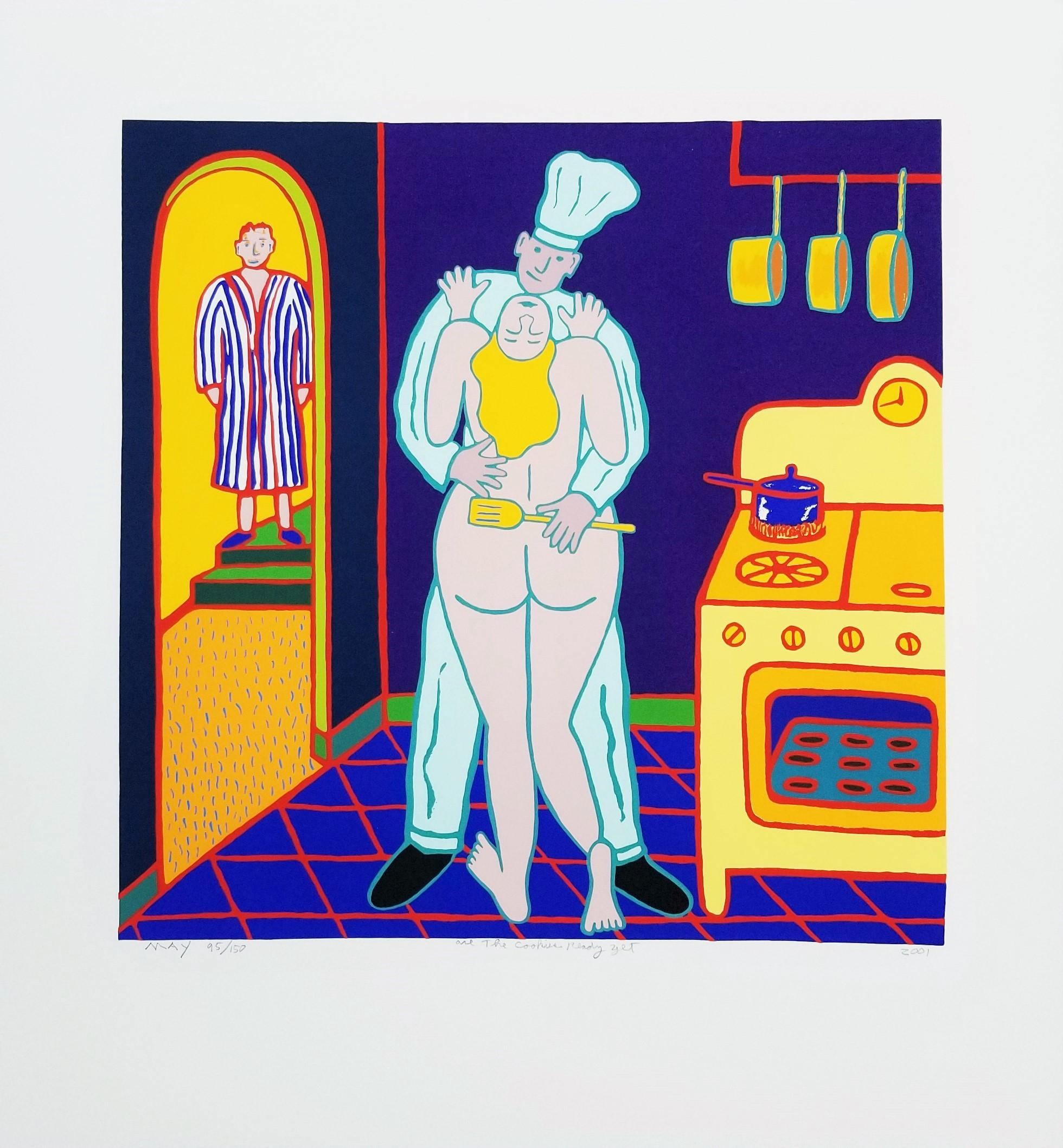 Are the Cookies Ready Yet /// Contemporary Pop Art Siebdruck Nude Food Chef – Print von Dan May