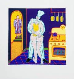 Are the Cookies Ready Yet /// Contemporary Pop Art Screenprint Nude Food Chef