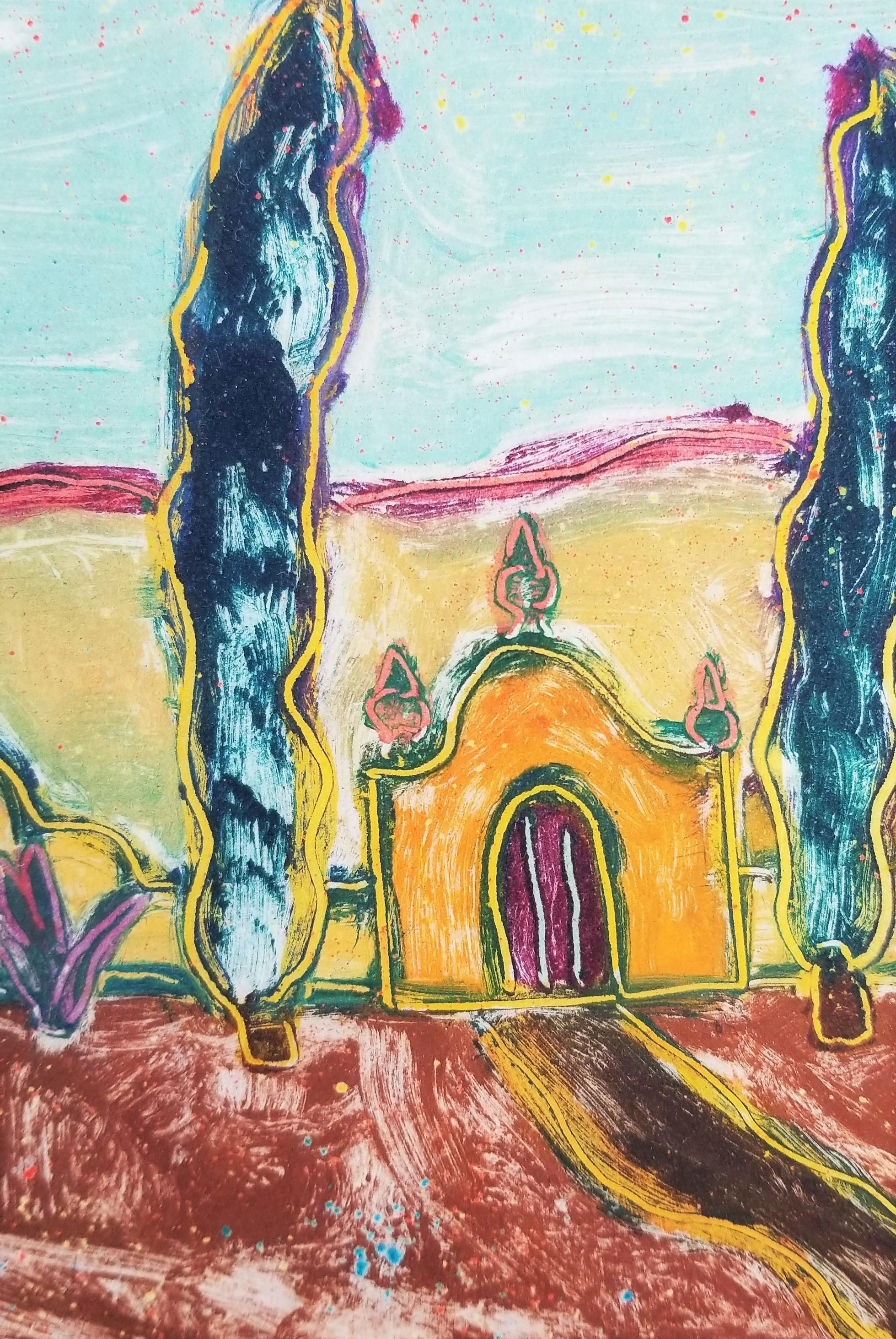 Church, Southwest /// Contemporary Screenprint Mexico Mexican Desert Landscape For Sale 1