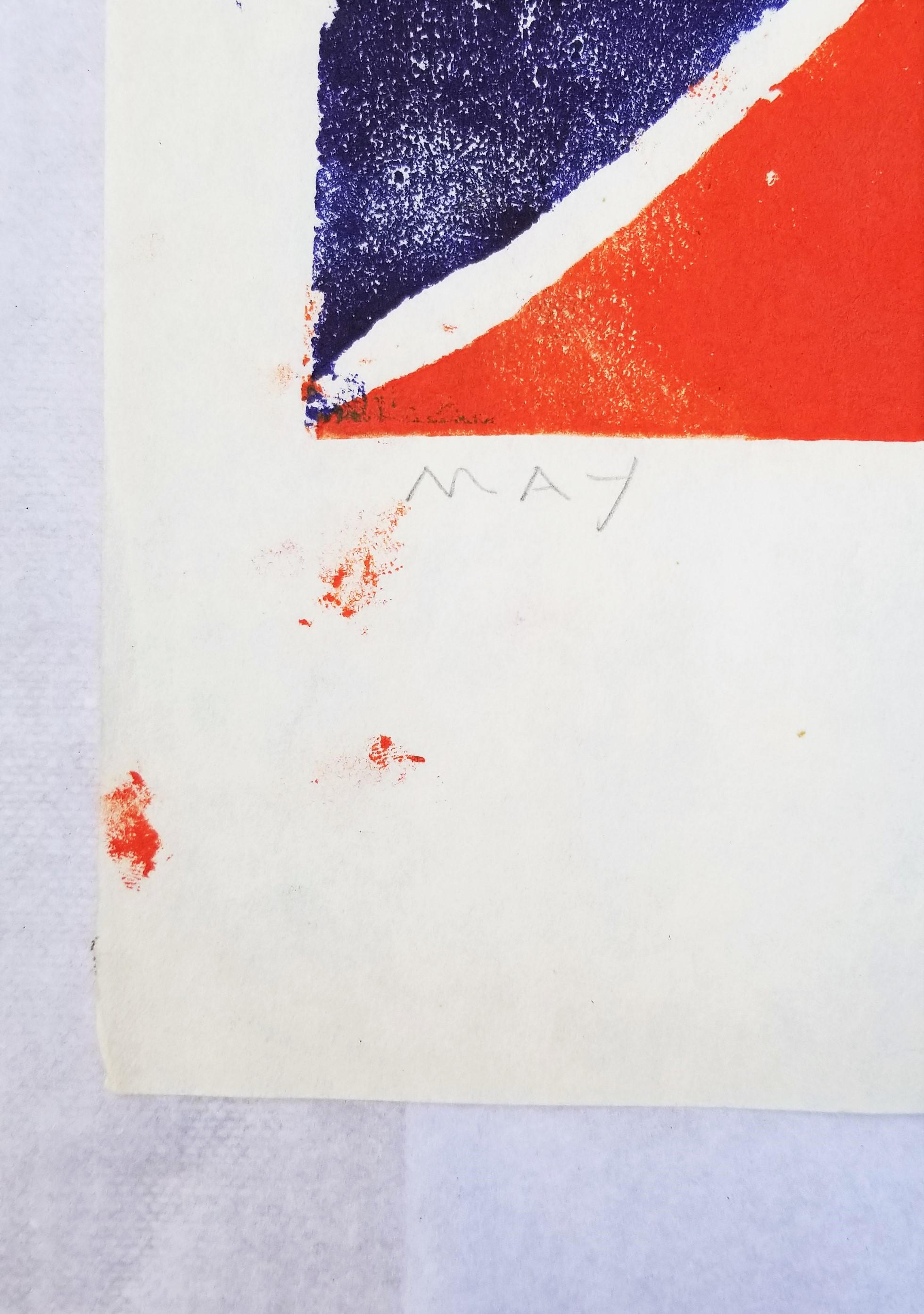 Dancing (Orange and Blue) /// Serigrafia contemporanea Nudo Figurativo Moderno - Figurative Print Arancia di Dan May