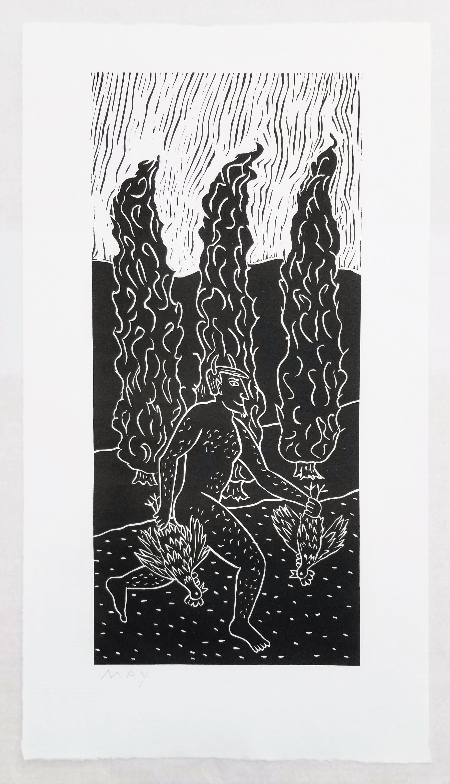 Devil Chicken Dinner /// Contemporary Funny Screenprint Black and White Man (Homme noir et blanc) - Contemporain Print par Dan May
