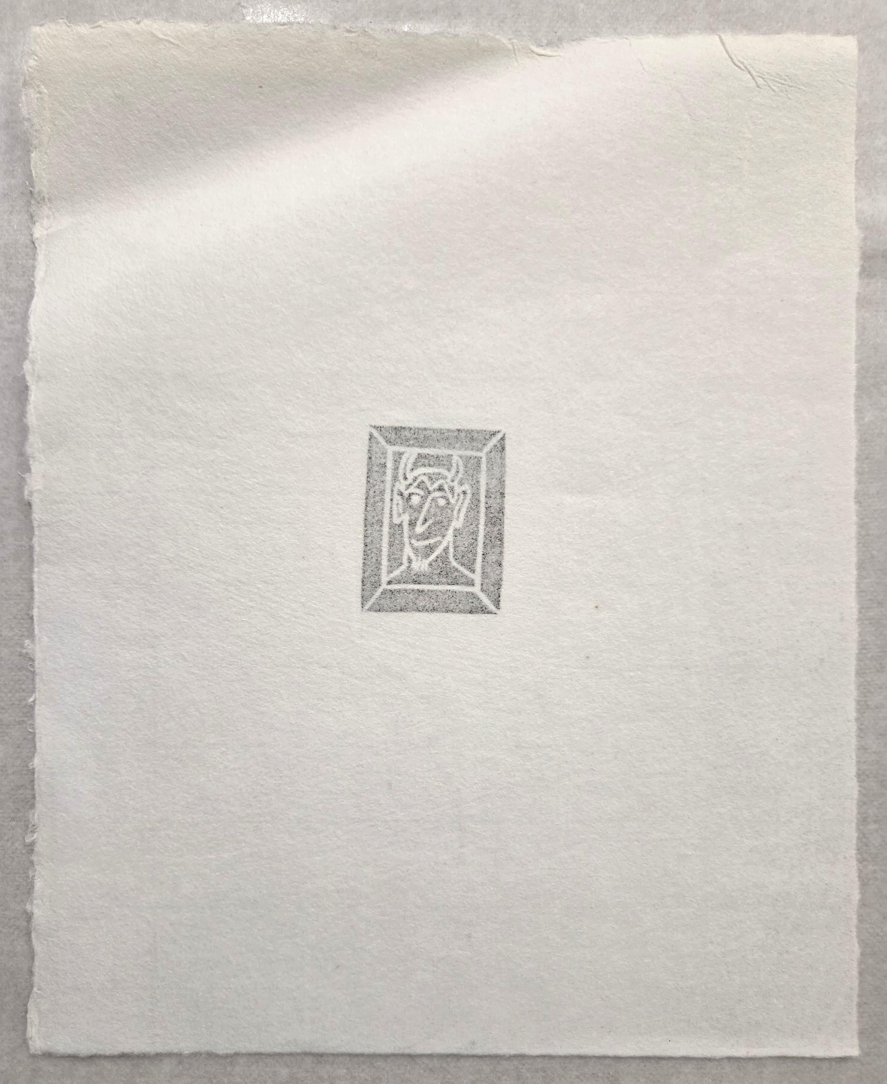 Devil /// Contemporary Pop Art Minimalism Linocut Black and White Art Religious For Sale 8