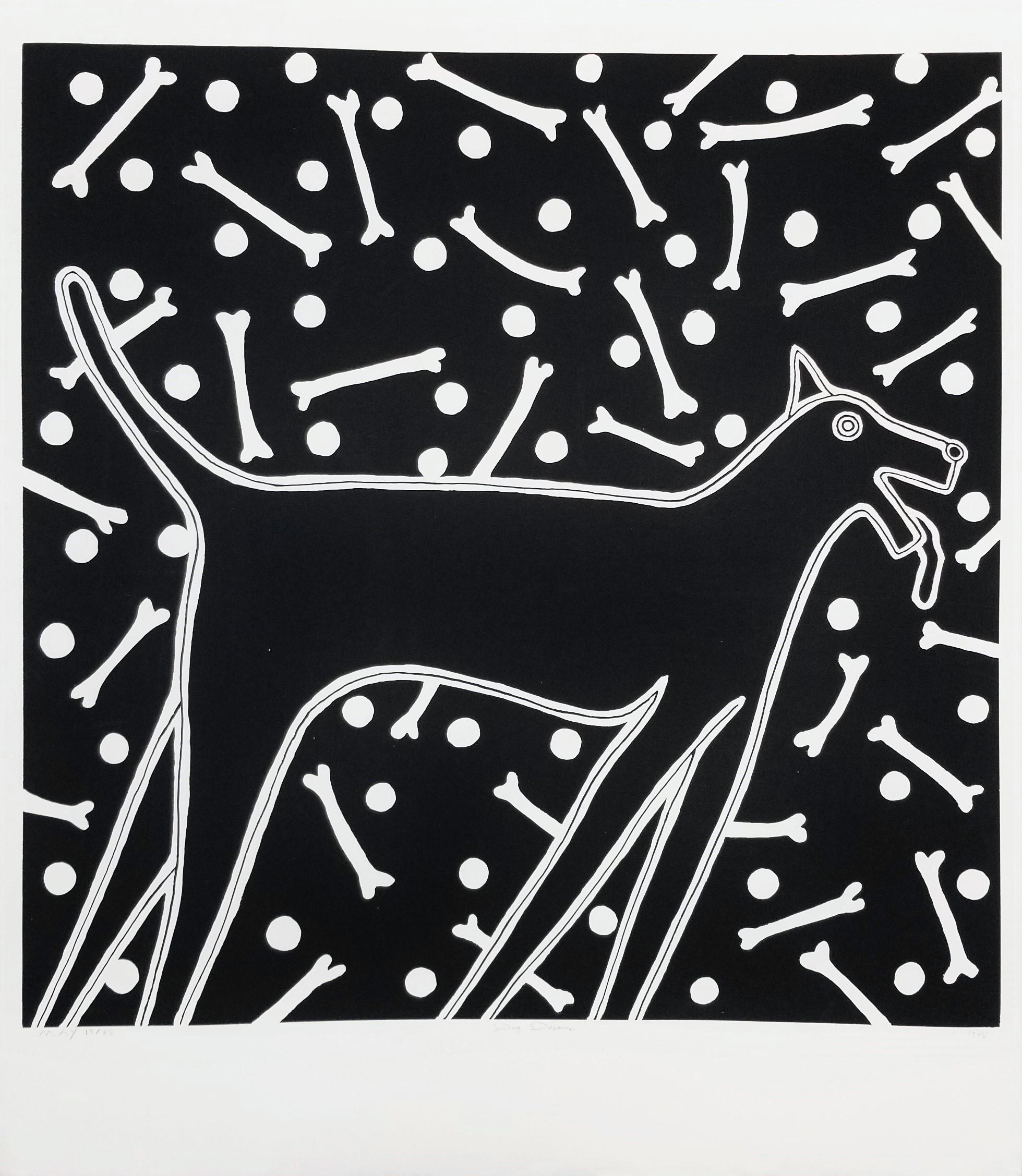 Dog Dreams (Black) /// Contemporary Screenprint Animal Funny Humor Pet - Print by Dan May