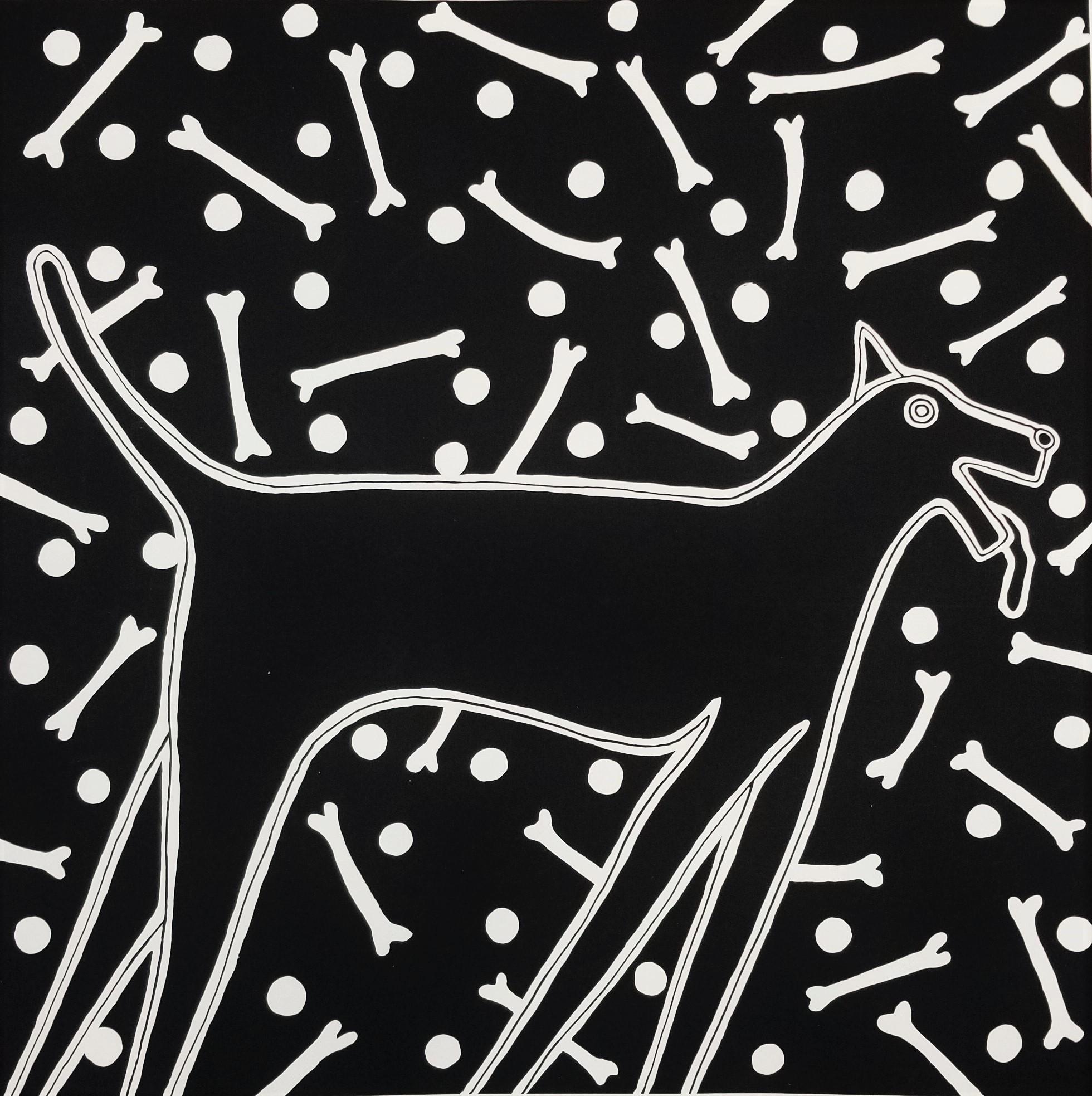 Dan May Animal Print - Dog Dreams (Black) /// Contemporary Screenprint Animal Funny Humor Pet