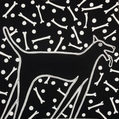 Vintage Dog Dreams (Black) /// Contemporary Screenprint Animal Funny Humor Pet
