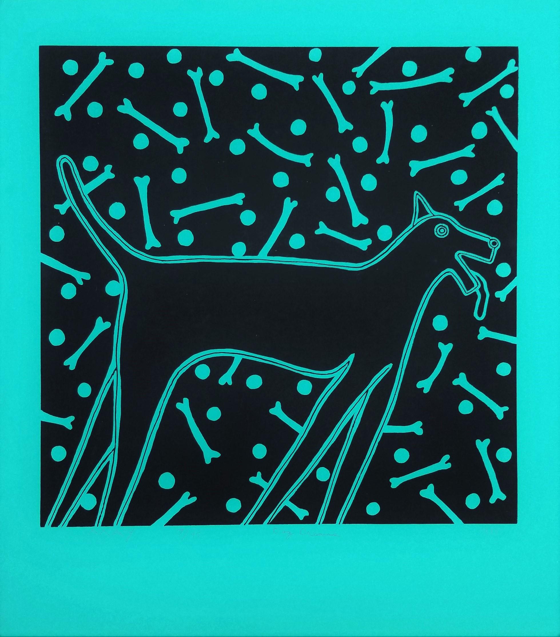 Dog Dreams /// Contemporary Street Pop Art Screenprint Animal Pet Bones Art - Print by Dan May