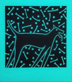Dreams of Dog Dreams /// Contemporary Street Pop Art Screenprint Animal Pet Bones Art