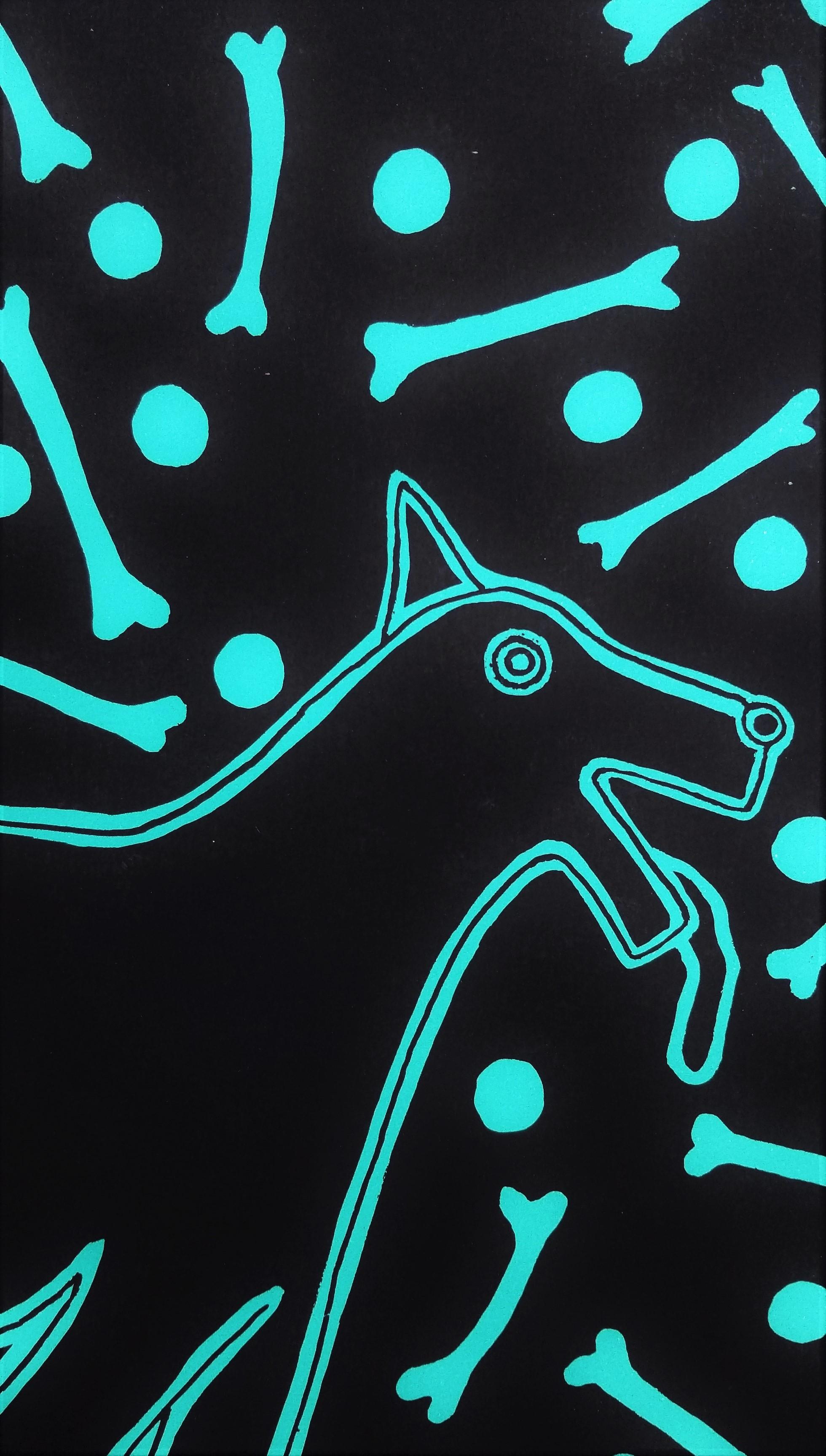 Dog Dreams /// Contemporary Street Pop Art Screenprint Animal Pet Bones Art For Sale 1