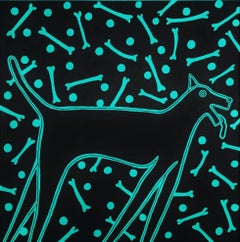 Retro Dog Dreams /// Contemporary Street Pop Art Screenprint Animal Pet Bones Art