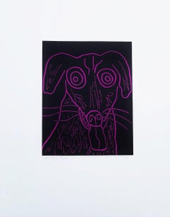 Faccia di cane (viola) /// Serigrafia pop art contemporanea Faccia di animale da compagnia nera