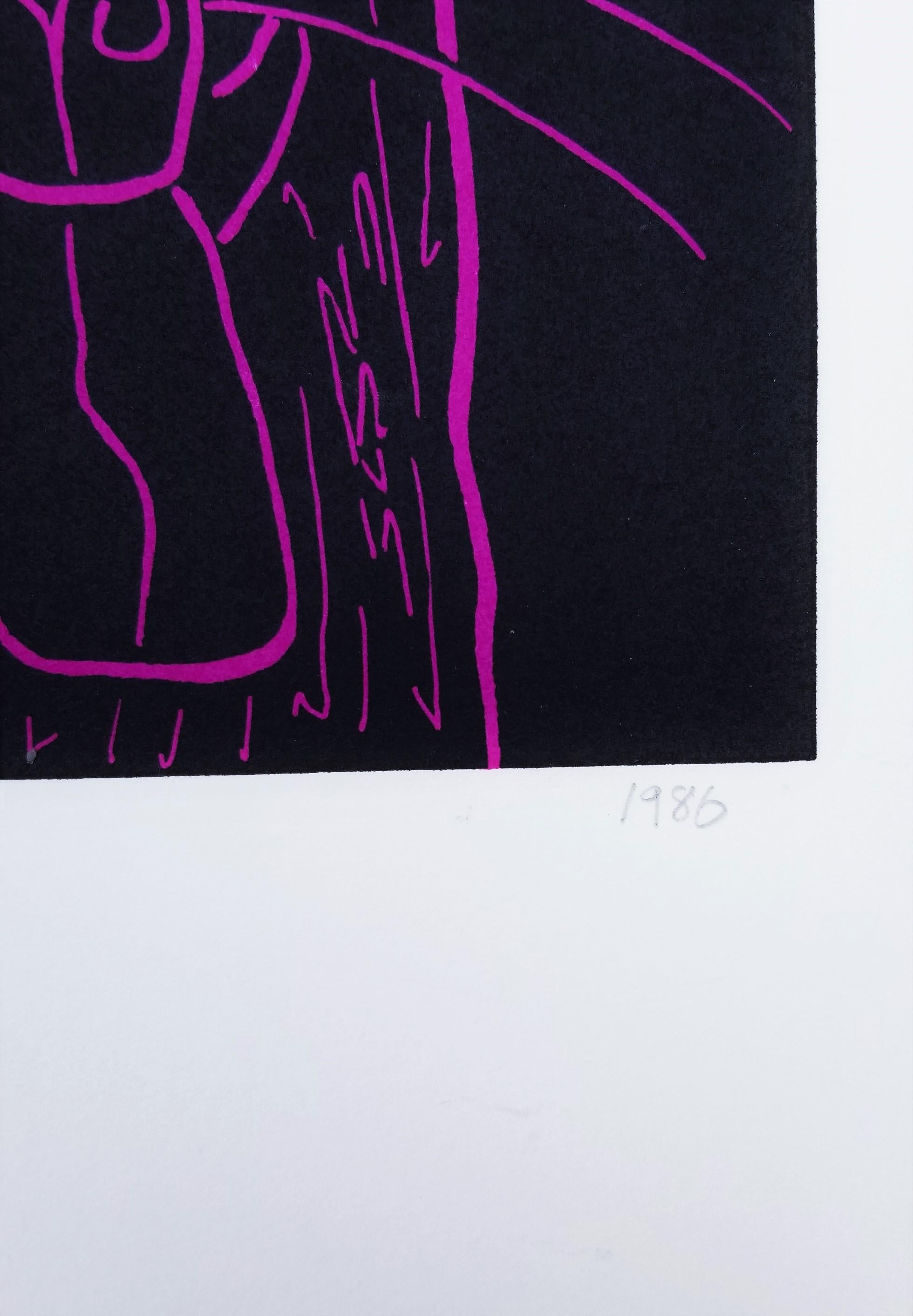 Dog Face (Purple) /// Contemporary Pop Art Screenprint Animal Face Pet Black  For Sale 1