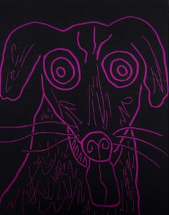 Vintage Dog Face (Purple) /// Contemporary Pop Art Screenprint Animal Face Pet Black 