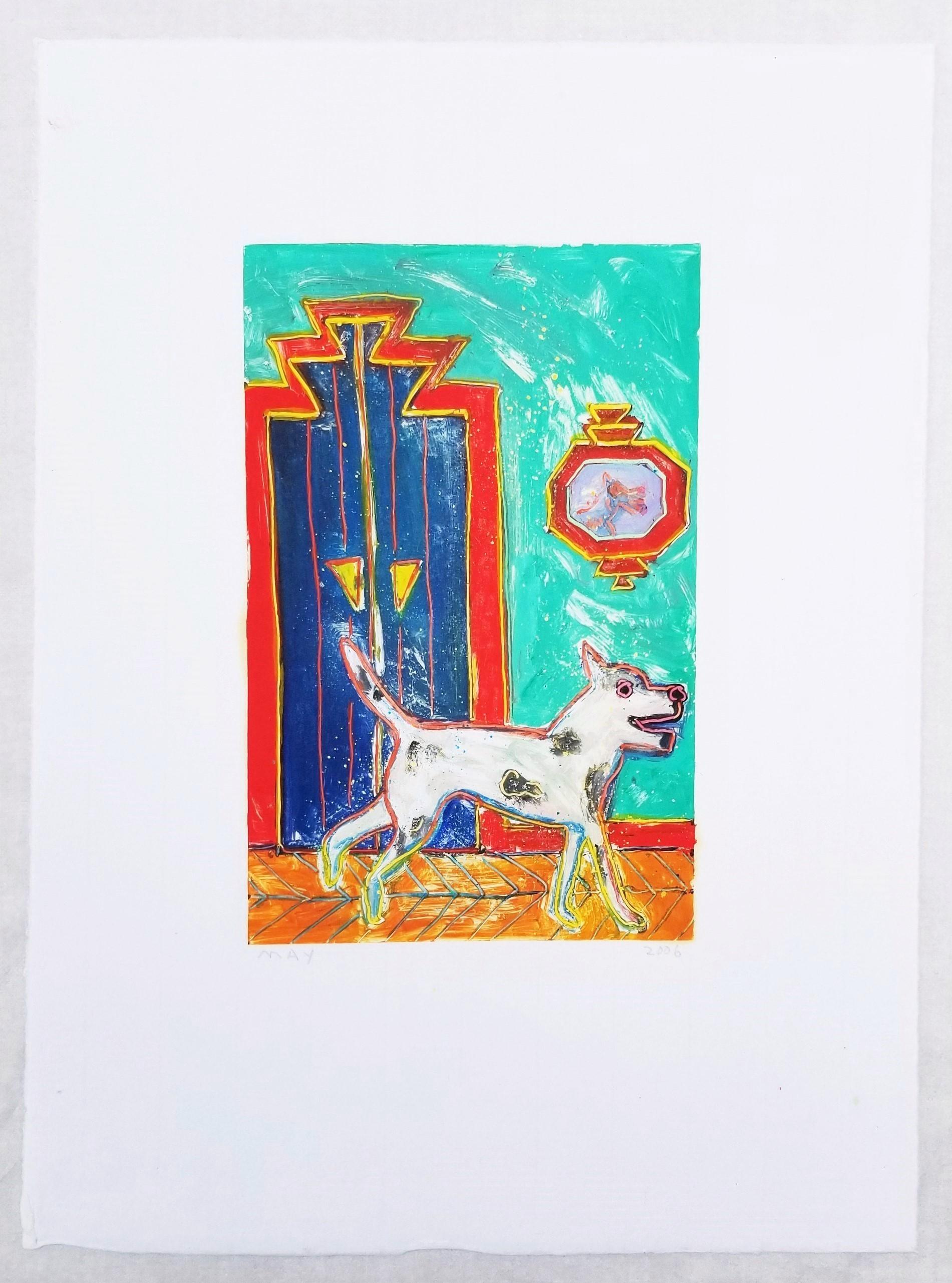 Chien dans la maison /// Sérigraphie contemporaine Animal de compagnie Colorful Funny Pop Art - Contemporain Print par Dan May
