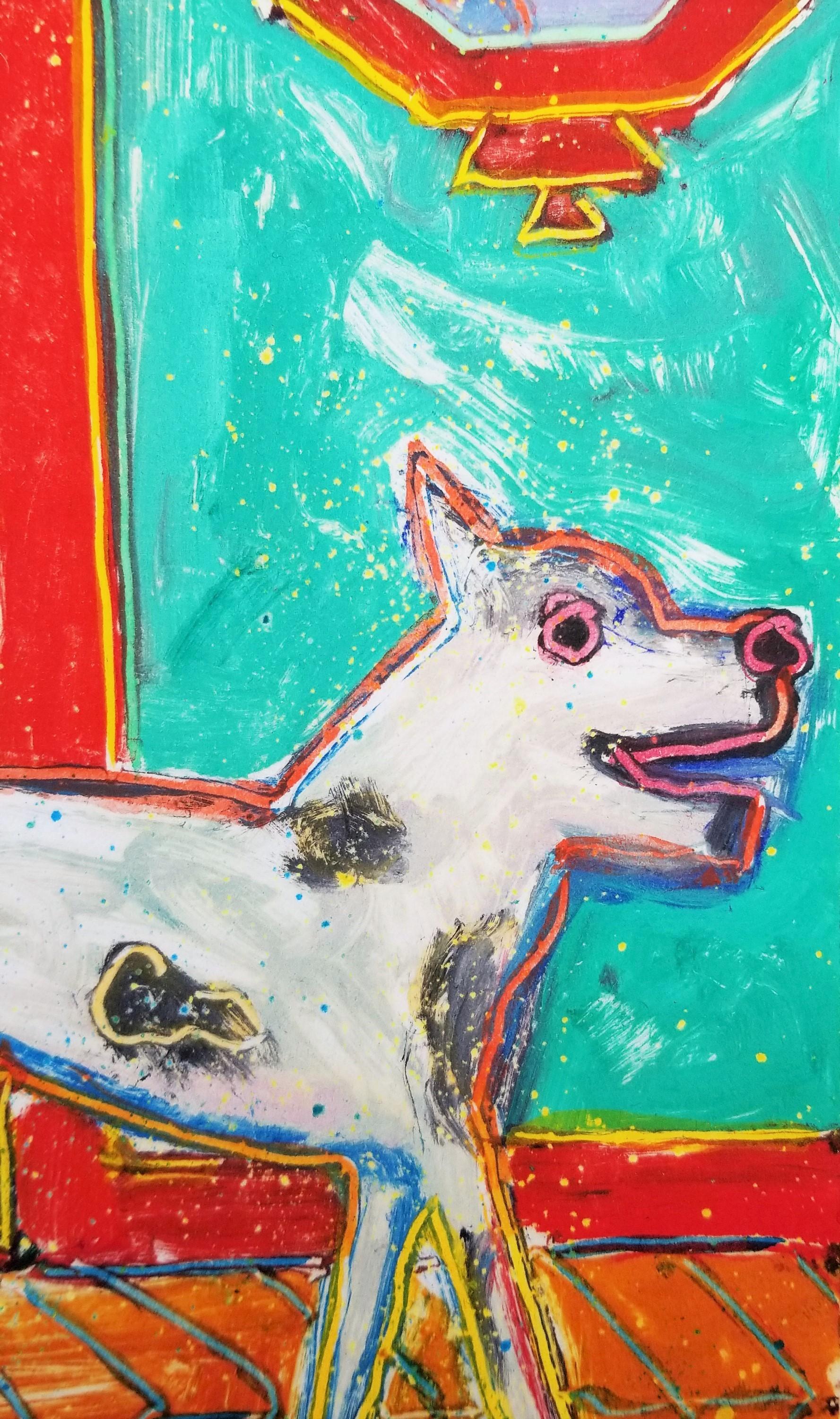 Chien dans la maison /// Sérigraphie contemporaine Animal de compagnie Colorful Funny Pop Art en vente 1