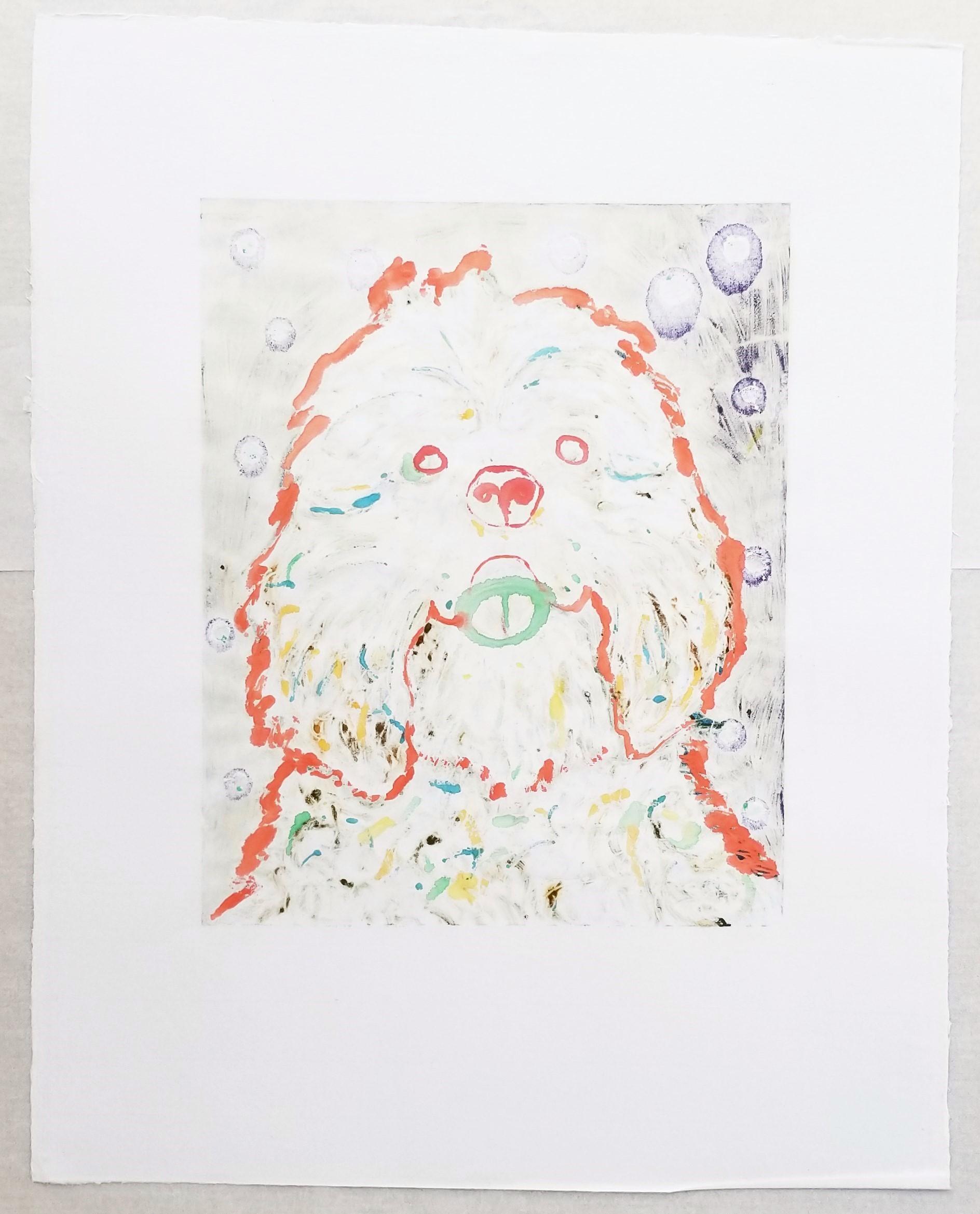Ritratto di cane /// Ritratto contemporaneo di animale con volto serigrafato in vendita 3