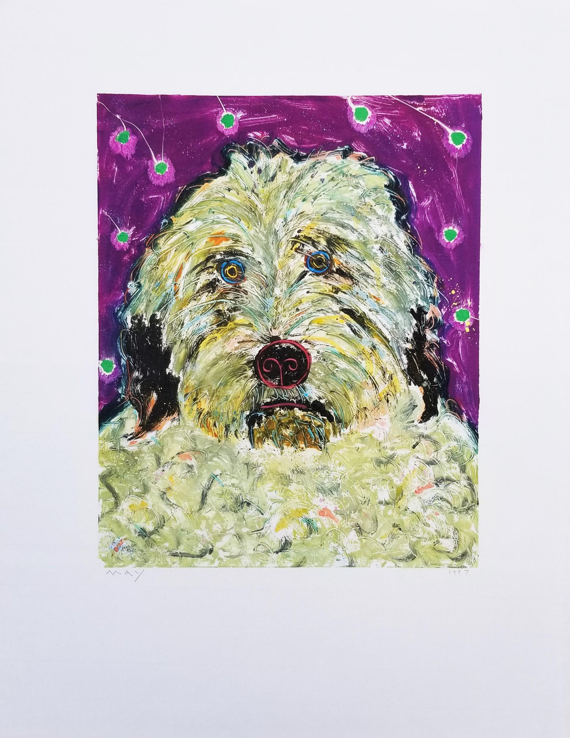 Dog Portrait II /// Contemporary Portrait Animal Face Screenprint Art - Print by Dan May