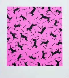 Dogs and Bones /// Contemporary Pop Art Animal Pet Funny Humor Screenprint