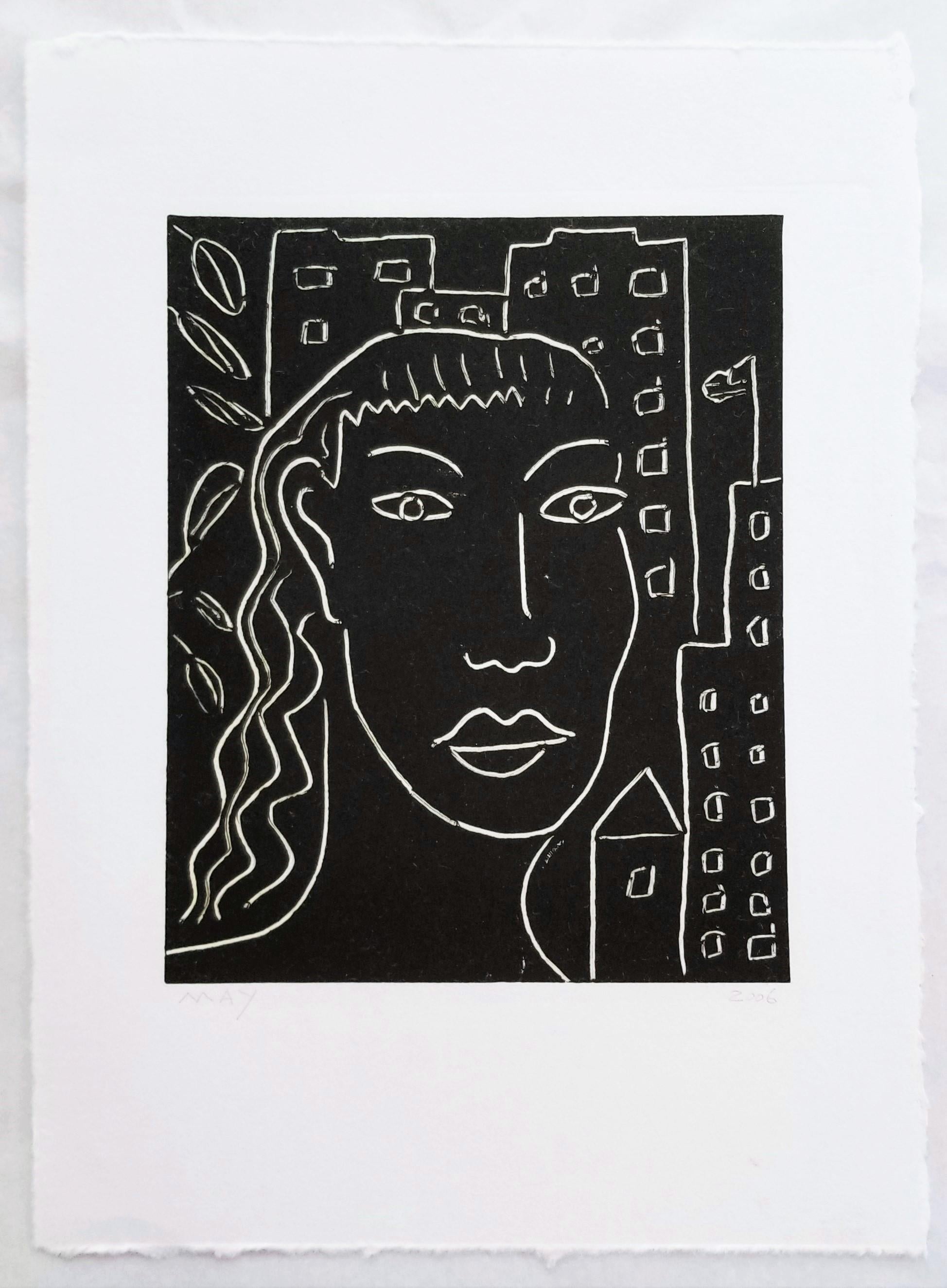 Girl In City /// Contemporary Screenprint Portrait Woman Lady Figurative Art - Contemporain Print par Dan May