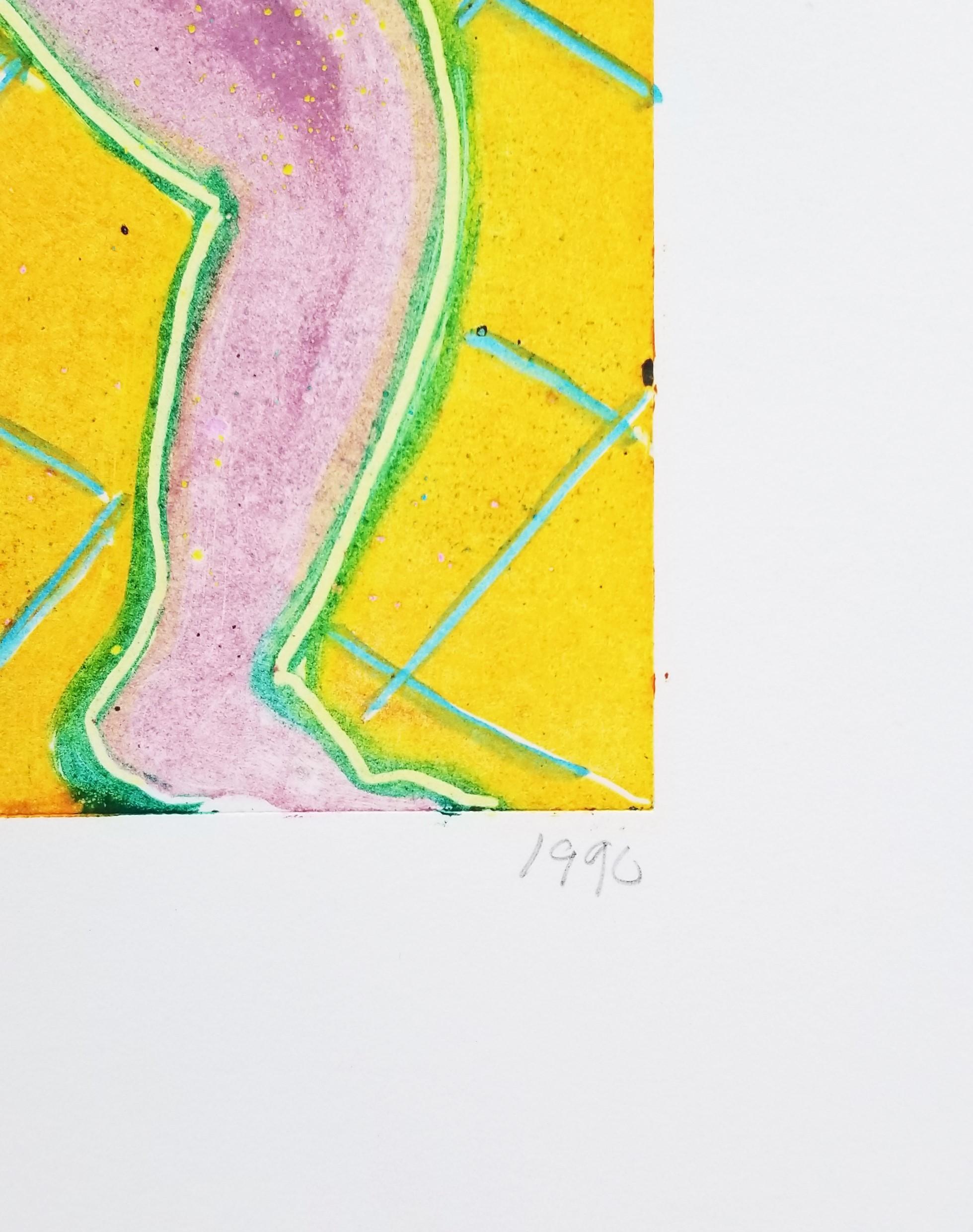 An original signed unique monoprint on unbranded heavy white wove paper by American artist Dan May (1955-) titled 