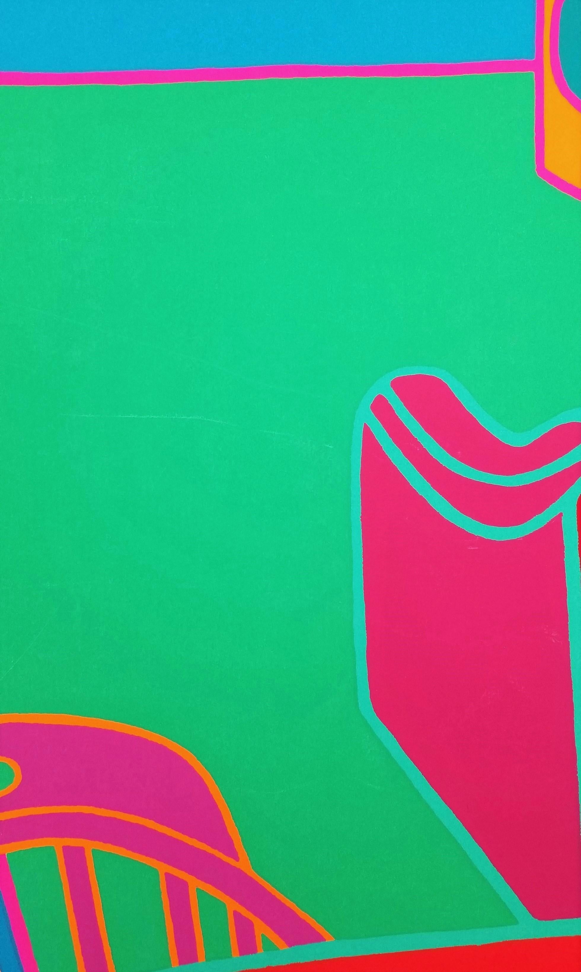 Salon /// Sérigraphie Pop Art contemporaine Intérieur coloré Chaise Canapé en vente 1