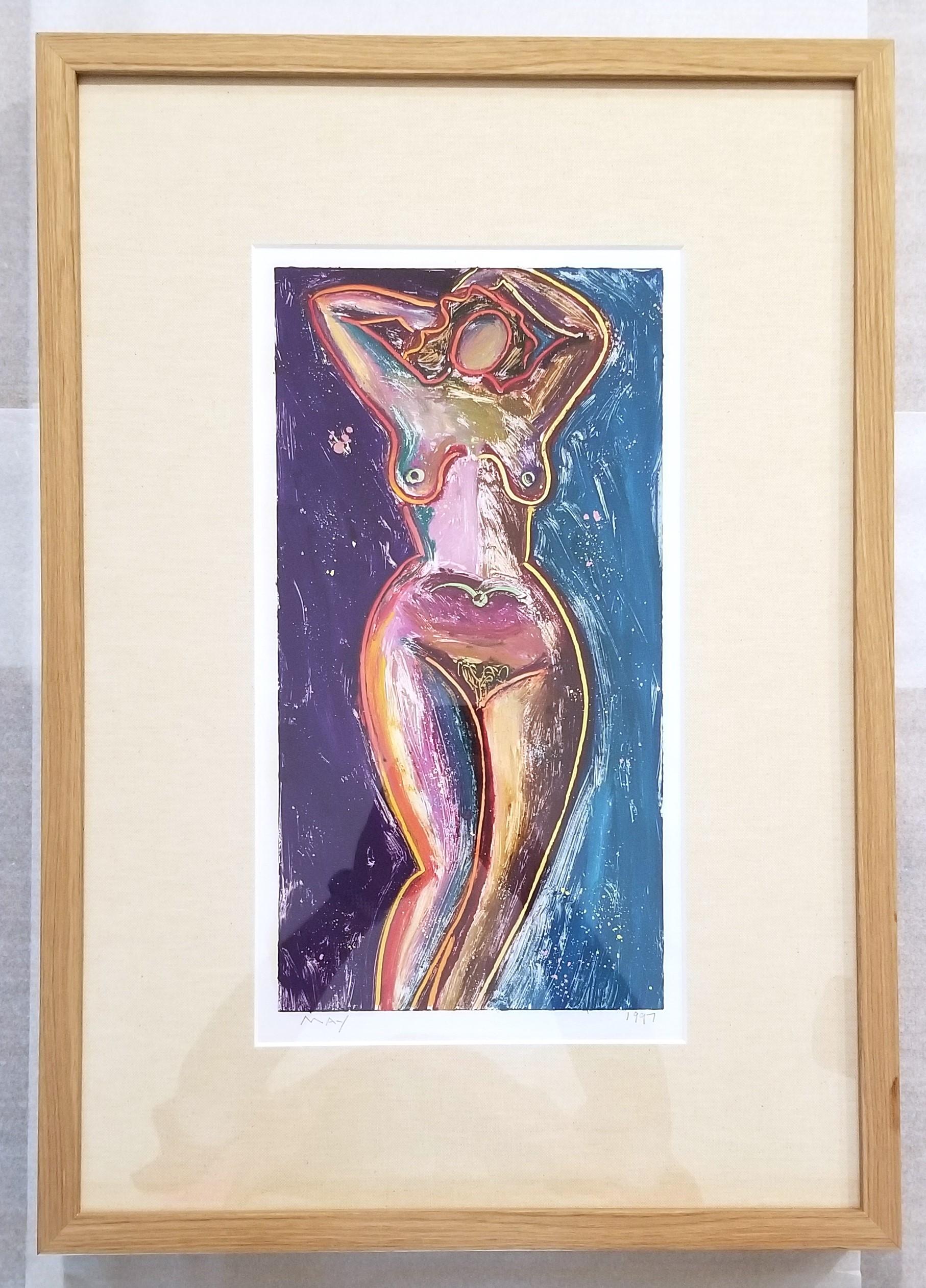 Desnudo /// Contemporáneo Figurativo Mujer Dama Serigrafía Monoprint Arte Moderno - Print de Dan May
