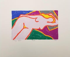 Nude /// Contemporary Pop Art Screenprint Colorful Figurative Reclining Print