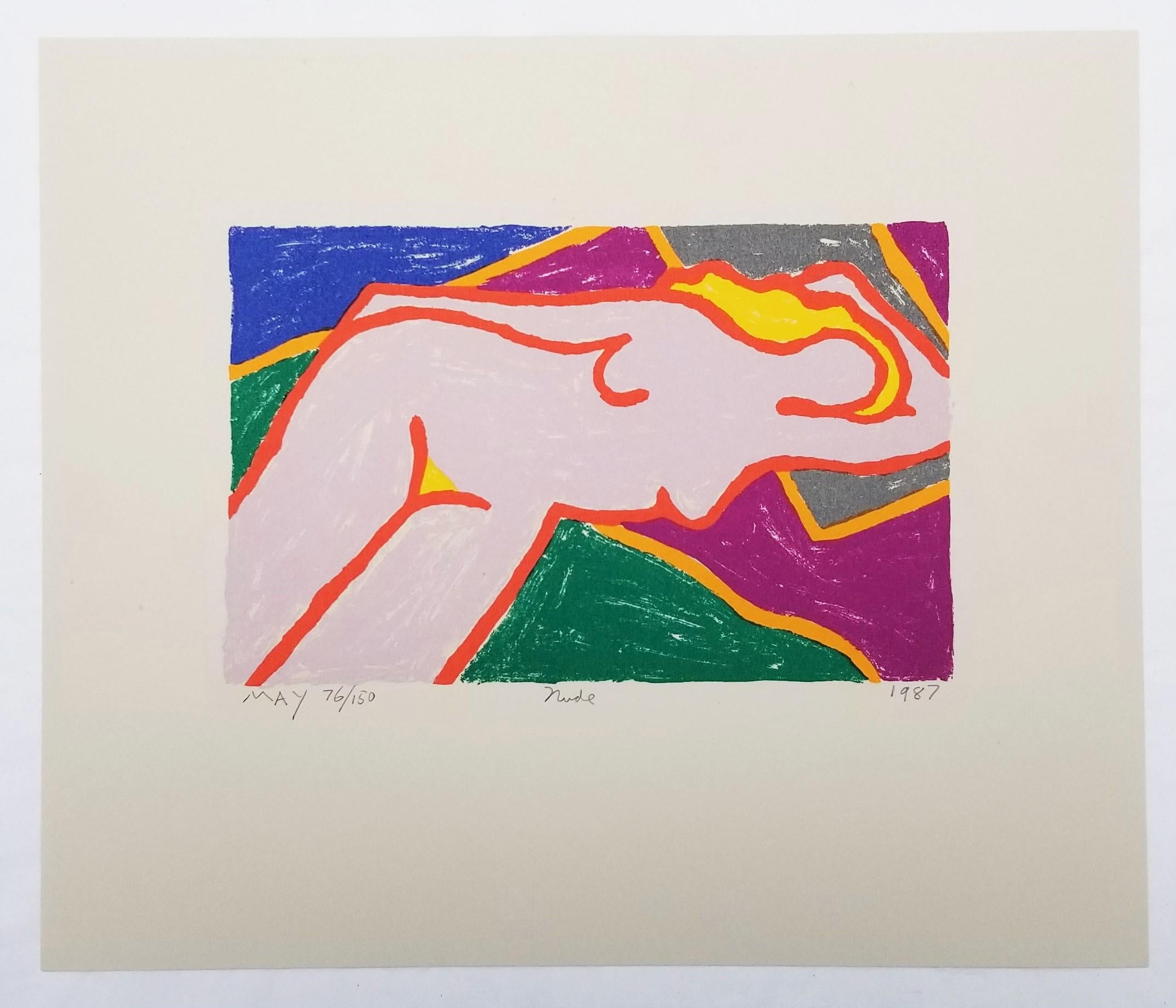 Nude /// Contemporary Pop Art Screenprint Colorful Figurative Reclining Print - Purple Nude Print by Dan May