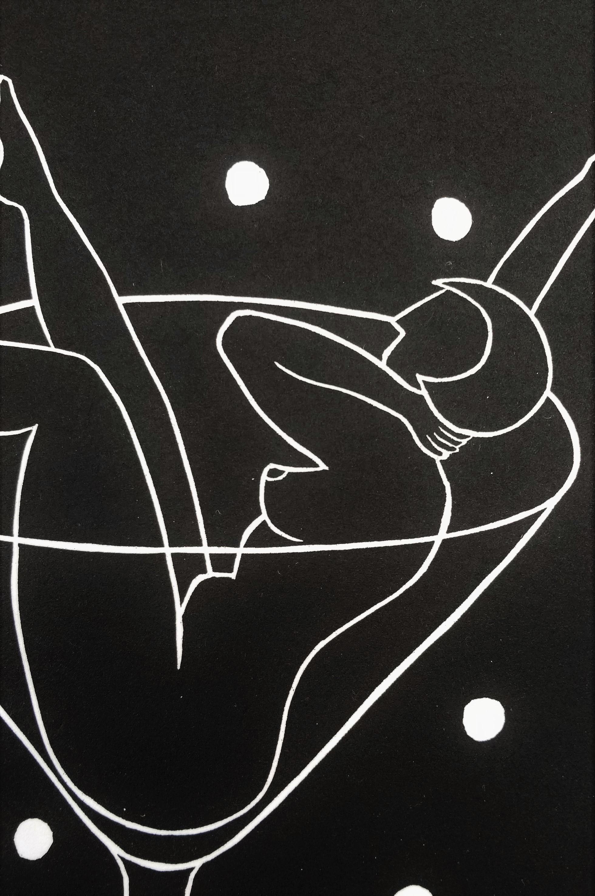 Nude in Glass /// Art Deco Nude Figurative Screenprint Contemporary Alcohol Art For Sale 2
