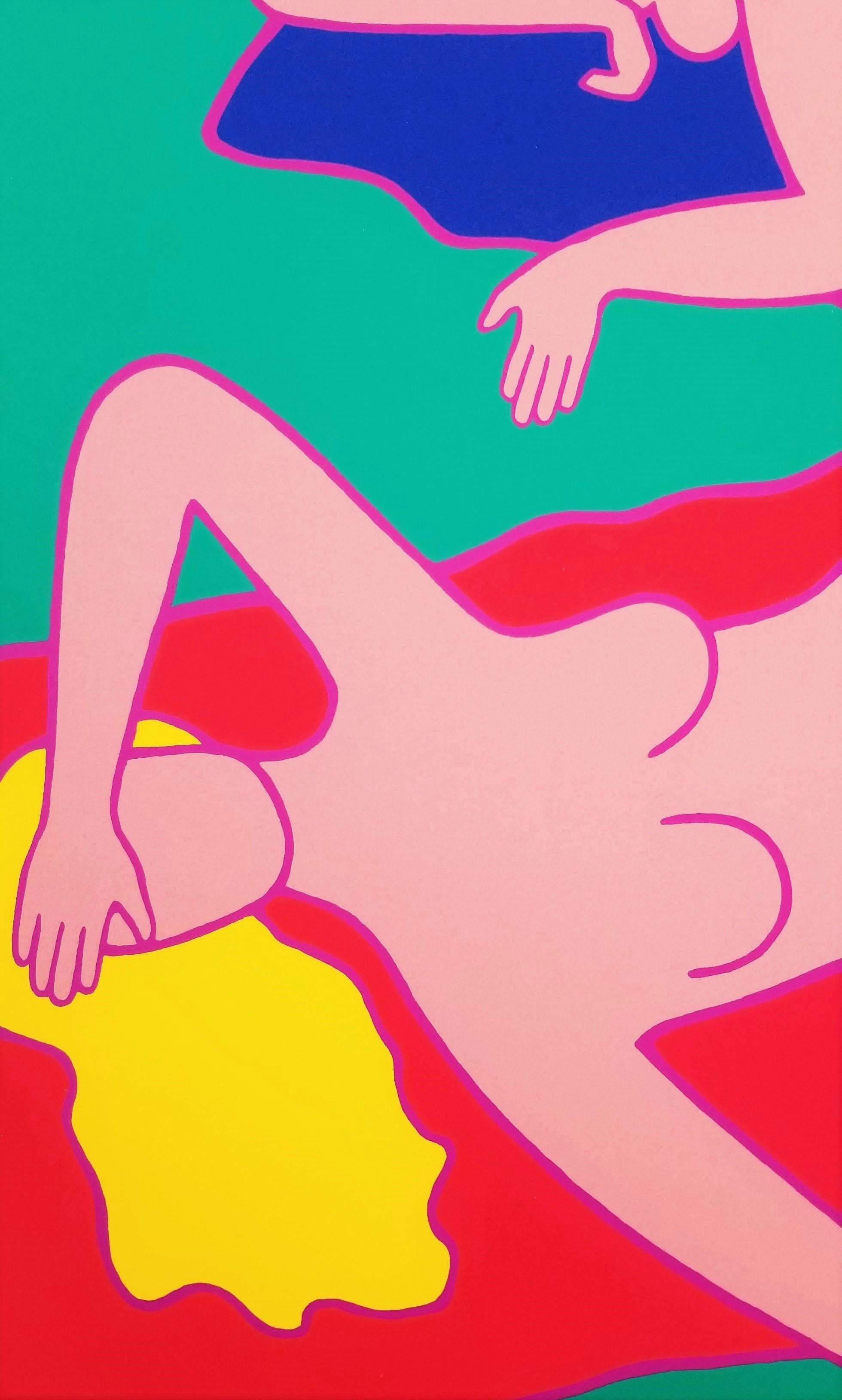 Nudes on Towels /// Contemporary Pop Art Figurative Swimming Pool Screenprint For Sale 2