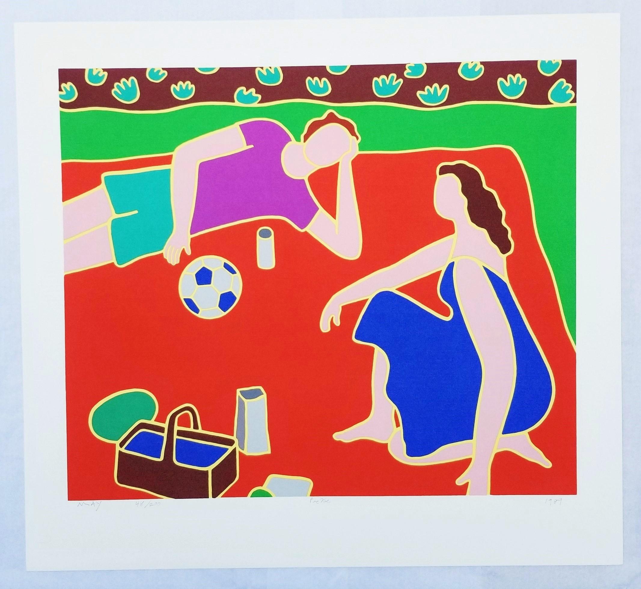 Picknick /// Zeitgenössische Pop Art Siebdruck Lebensmittel Figurativ Bunt Modern (Rot), Figurative Print, von Dan May