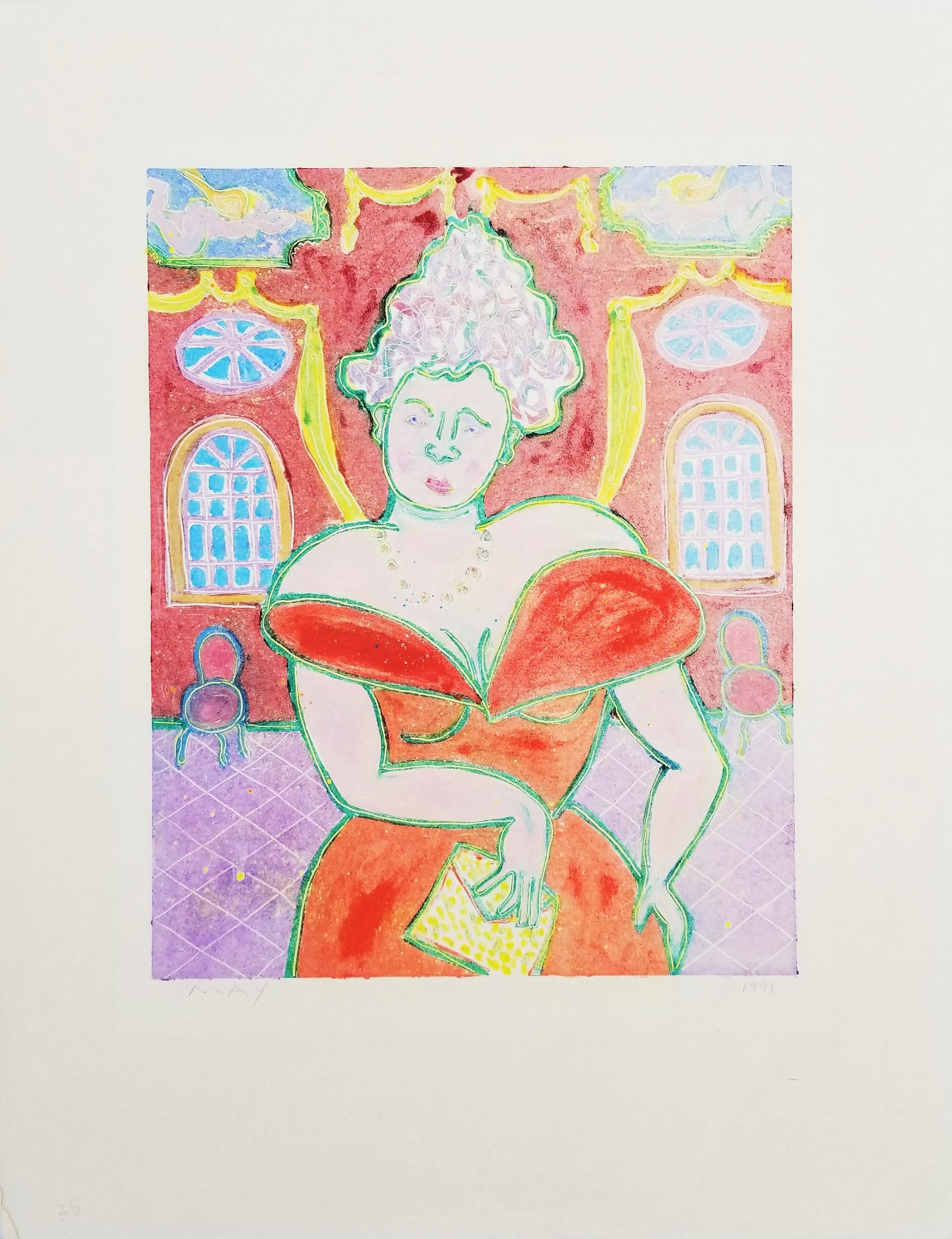 Portrait d'une femme élégante /// Contemporary Figurative Woman Dress Party Art - Print de Dan May