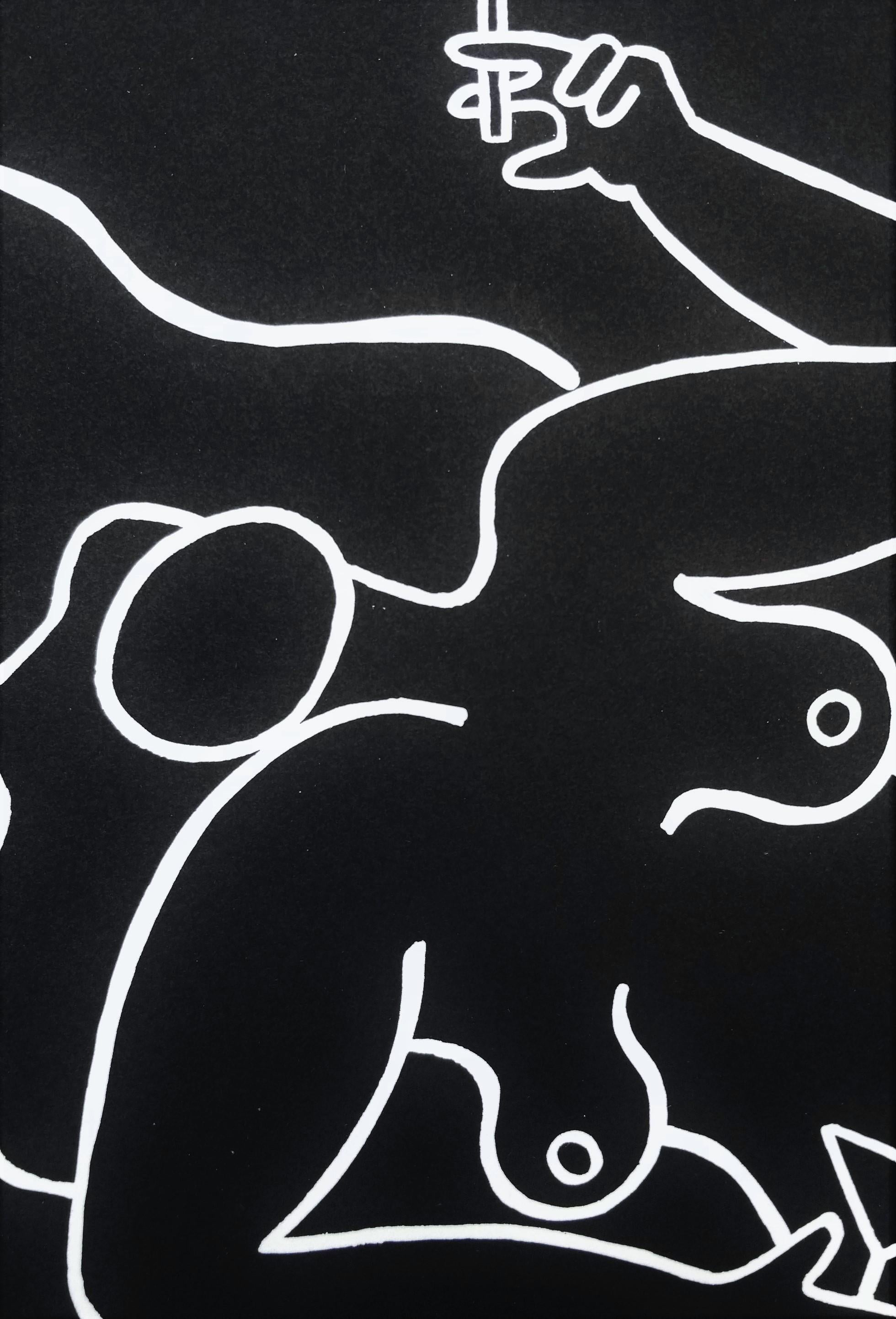 Reclining Nude (Black) /// Contemporary Pop Art Screenprint Figurative Alcohol  For Sale 3