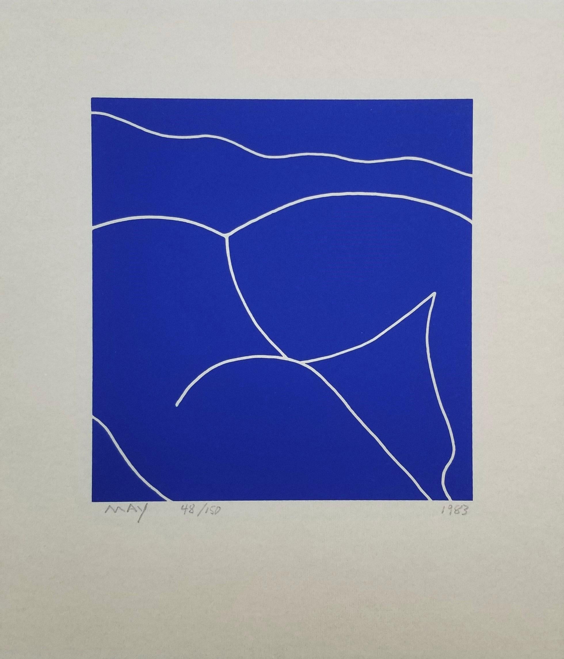 Reclining Nude (Blue) /// Contemporary Pop Street Art Figurative Screenprint  - Print by Dan May