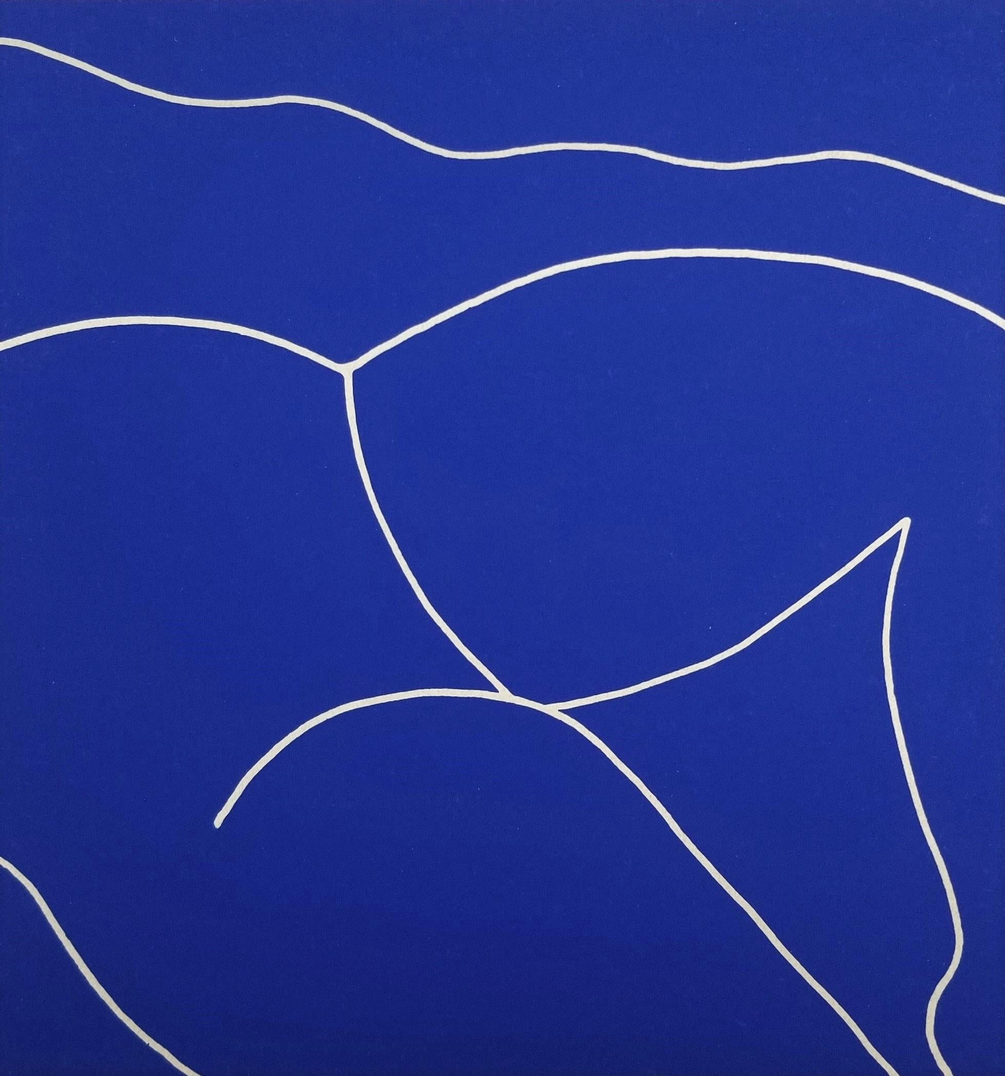 Liegender Akt (Blau) /// Contemporary Pop Street Art Figurativer Siebdruck 