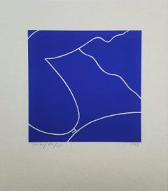 Reclining Nude (Blue) II /// Contemporary Pop Art Figurative Minimal Screenprint
