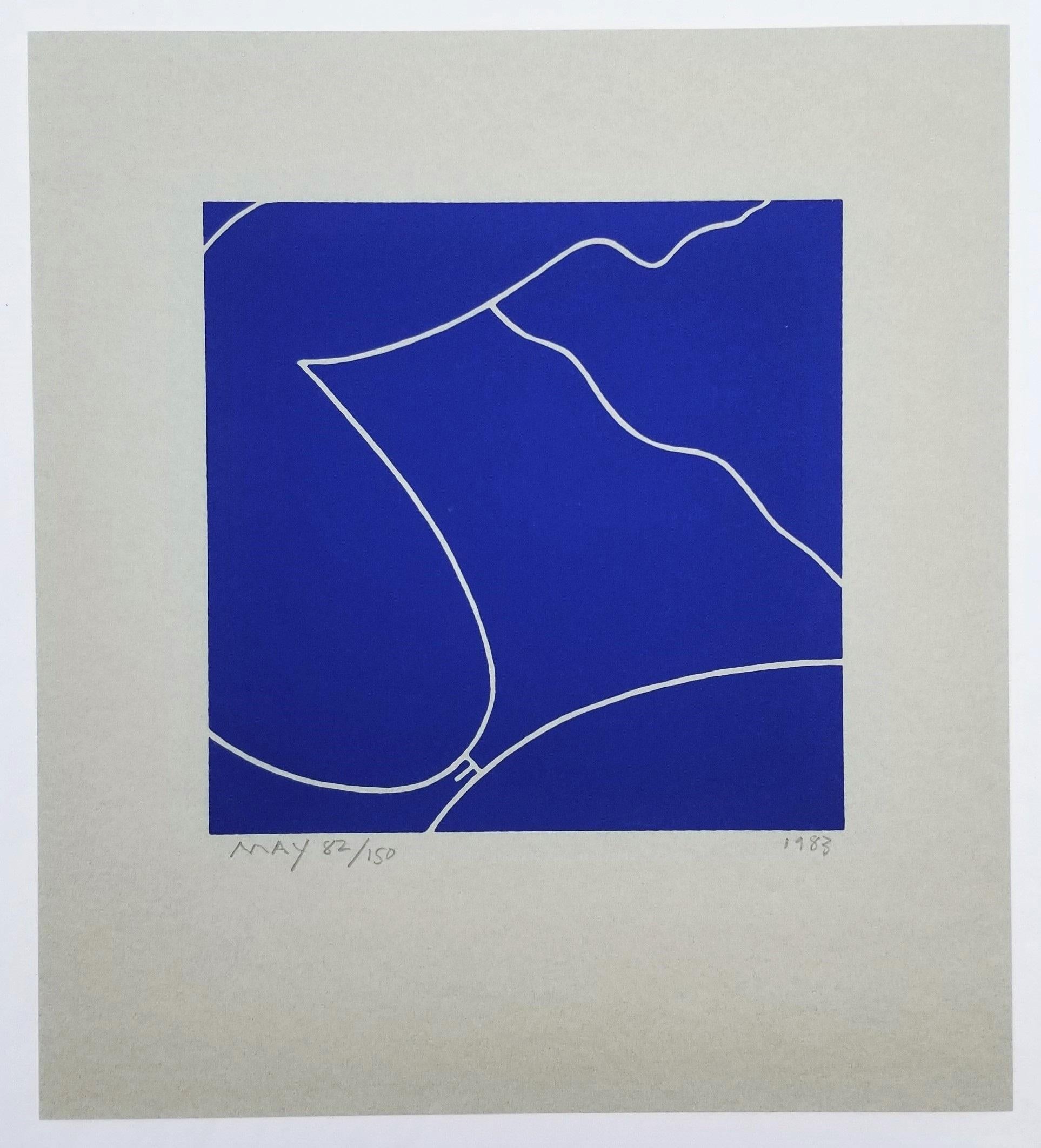 Reclining Nude (Blue) II /// Contemporary Pop Art Figurative Minimal Screenprint - Purple Nude Print by Dan May