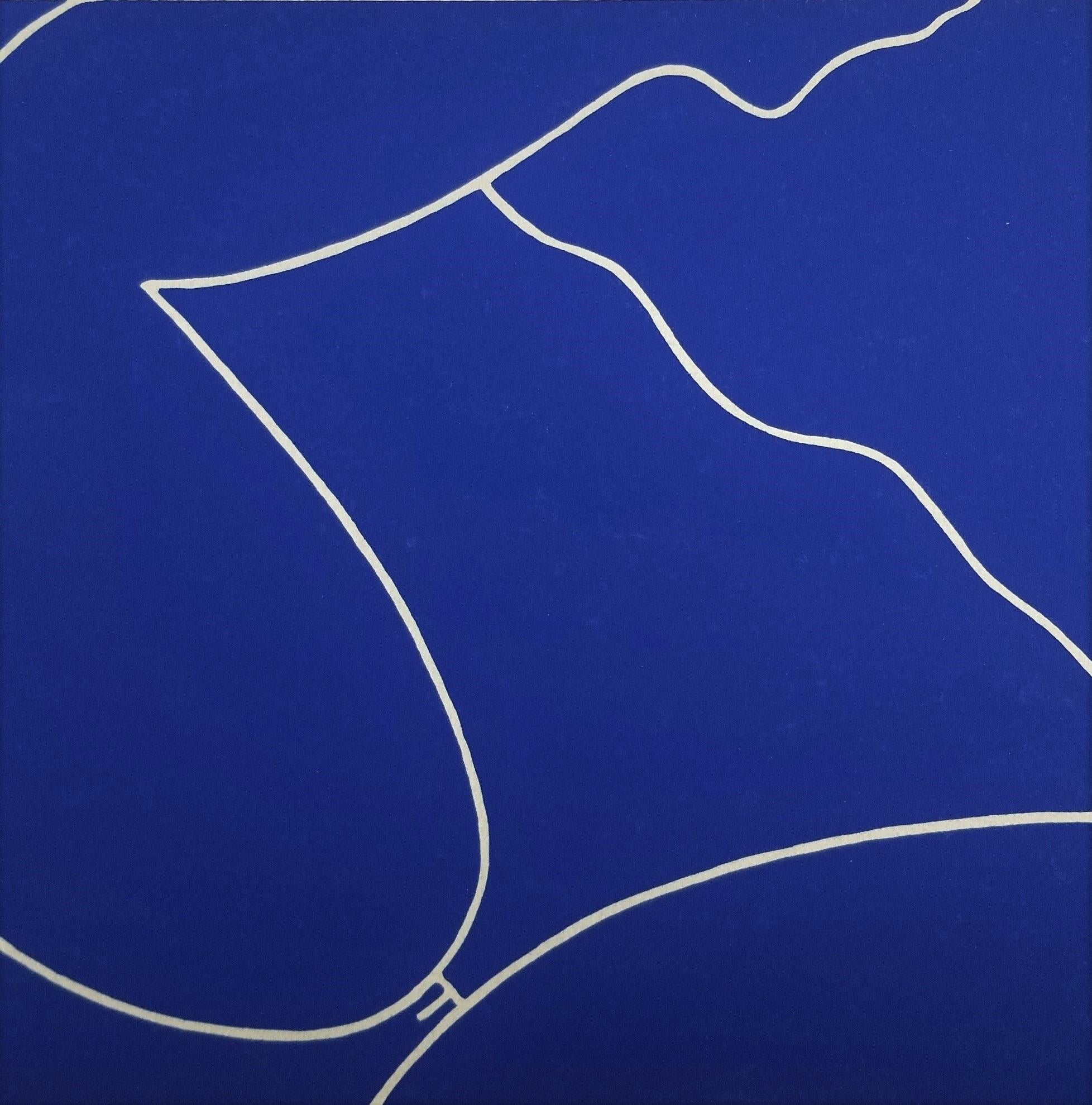Liegender Akt (Blau) II /// Contemporary Pop Art Figurative Minimal Siebdruck
