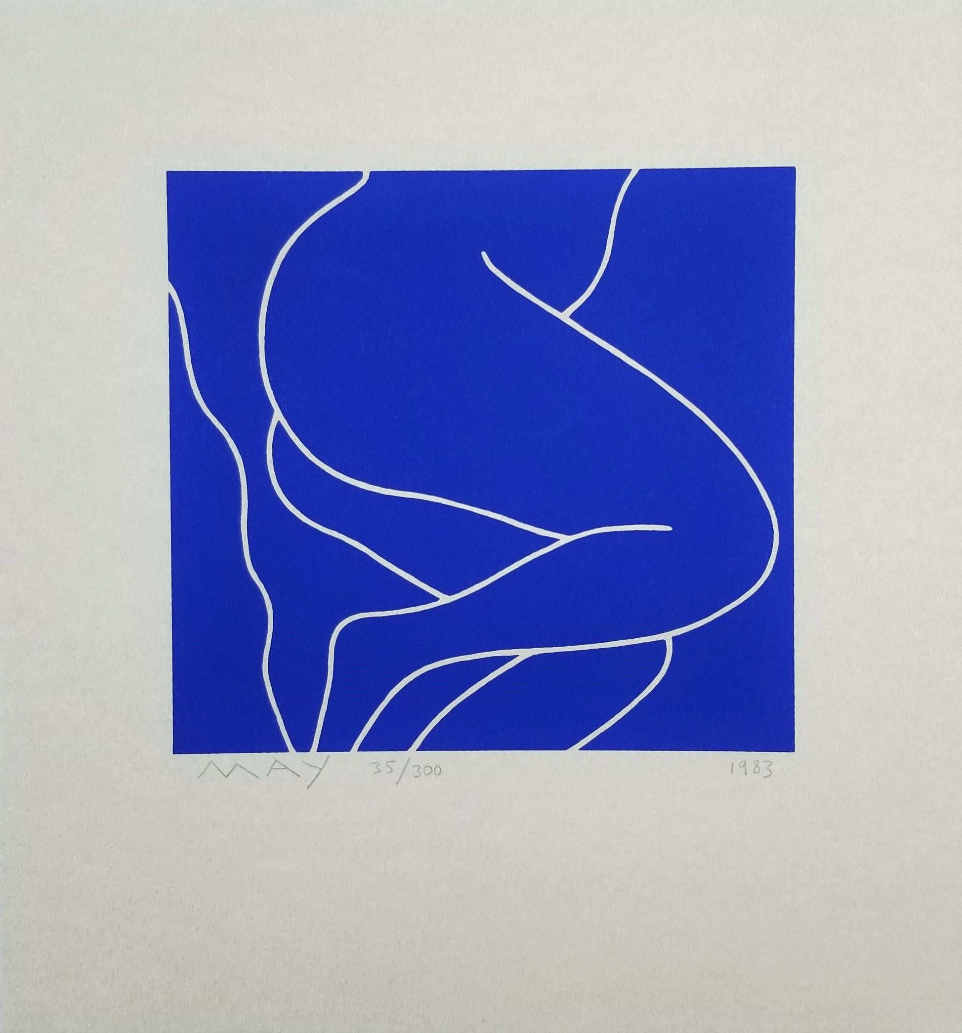 Reclining Nude (Blue) III /// Contemporary Pop Street Art Female Figurative  - Print by Dan May
