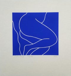 Reclining Nude (Blue) III /// Contemporary Pop Street Art Female Figurative