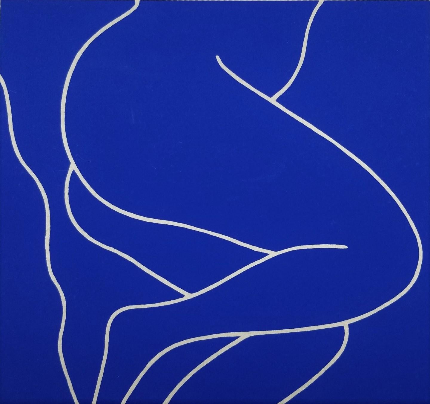 Reclining Nude (Blue) III /// Contemporary Pop Street Art Female Figurative 